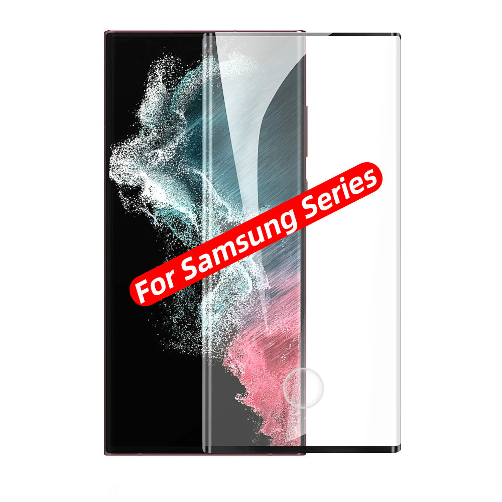 3d Full Cover Tempered Glass Screen Protector For Samsung Galaxy S23 S22 S21 Ultra With Cut Out Hole For Fingerprint Unlocking -