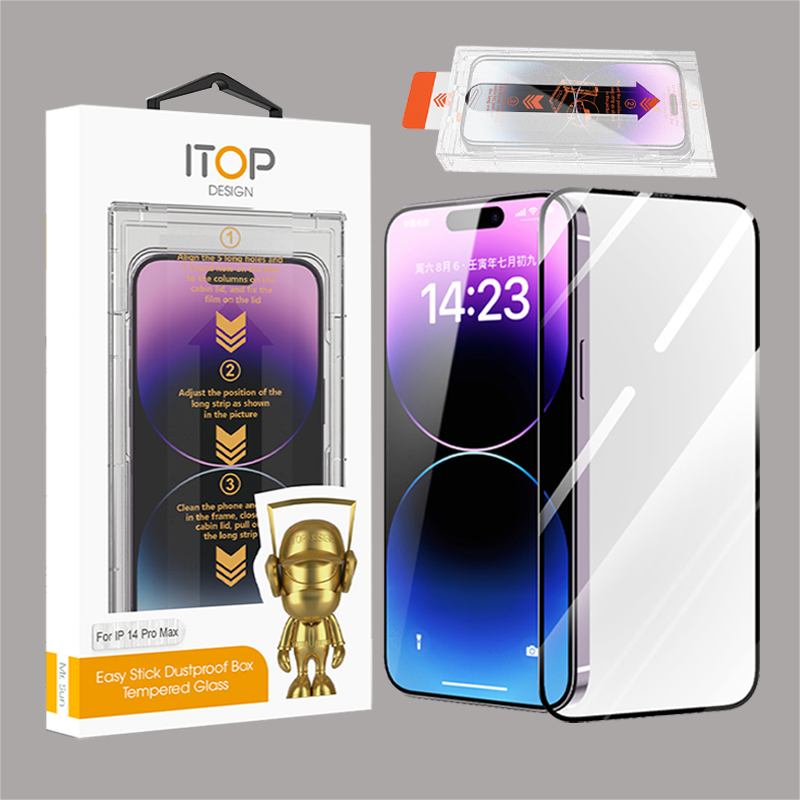 Itop Dust Proof Tempered Glass Screen Protector With Installation Tray For Iphone 14 Pro Max 13 Pro 12 Mini - Buy Dust Proof Tem