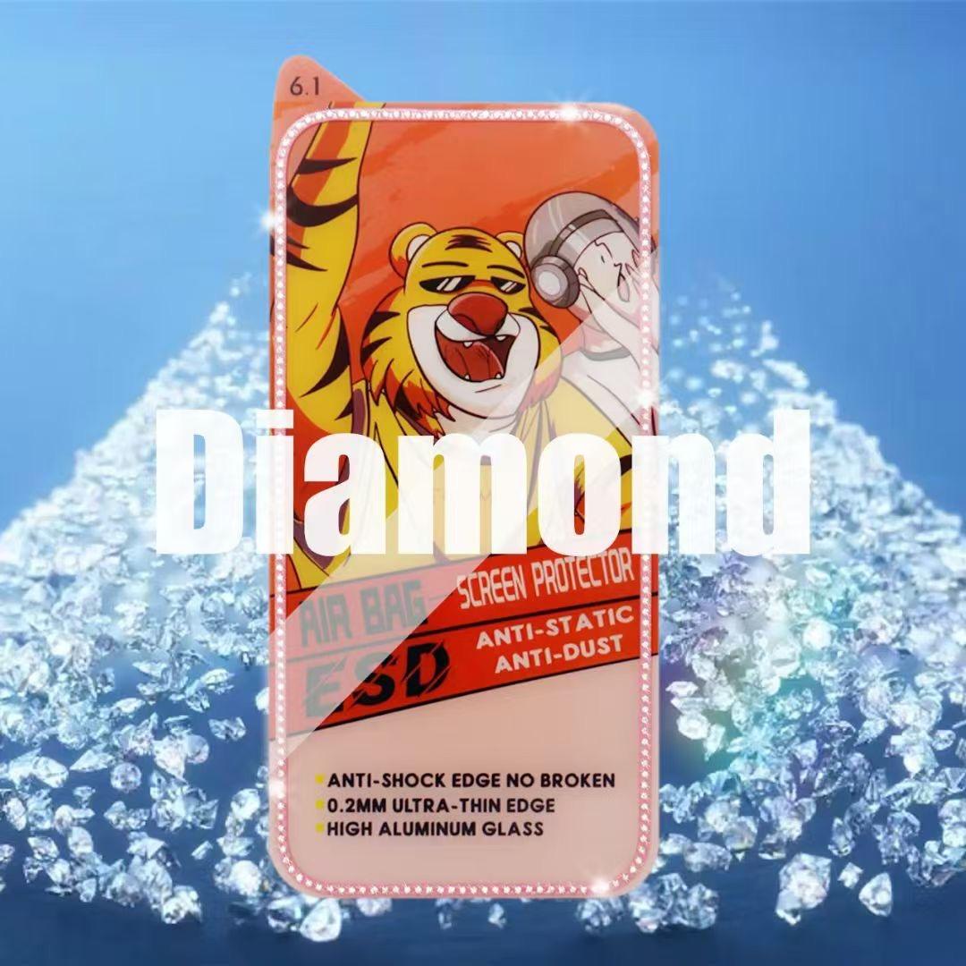 Luxury Glitter Diamonds Hd Clear 9h Hardness 2.5d Tempered Glass Screen Protector For 11_12_13_14_15_16 Anti-shock High - Buy Te