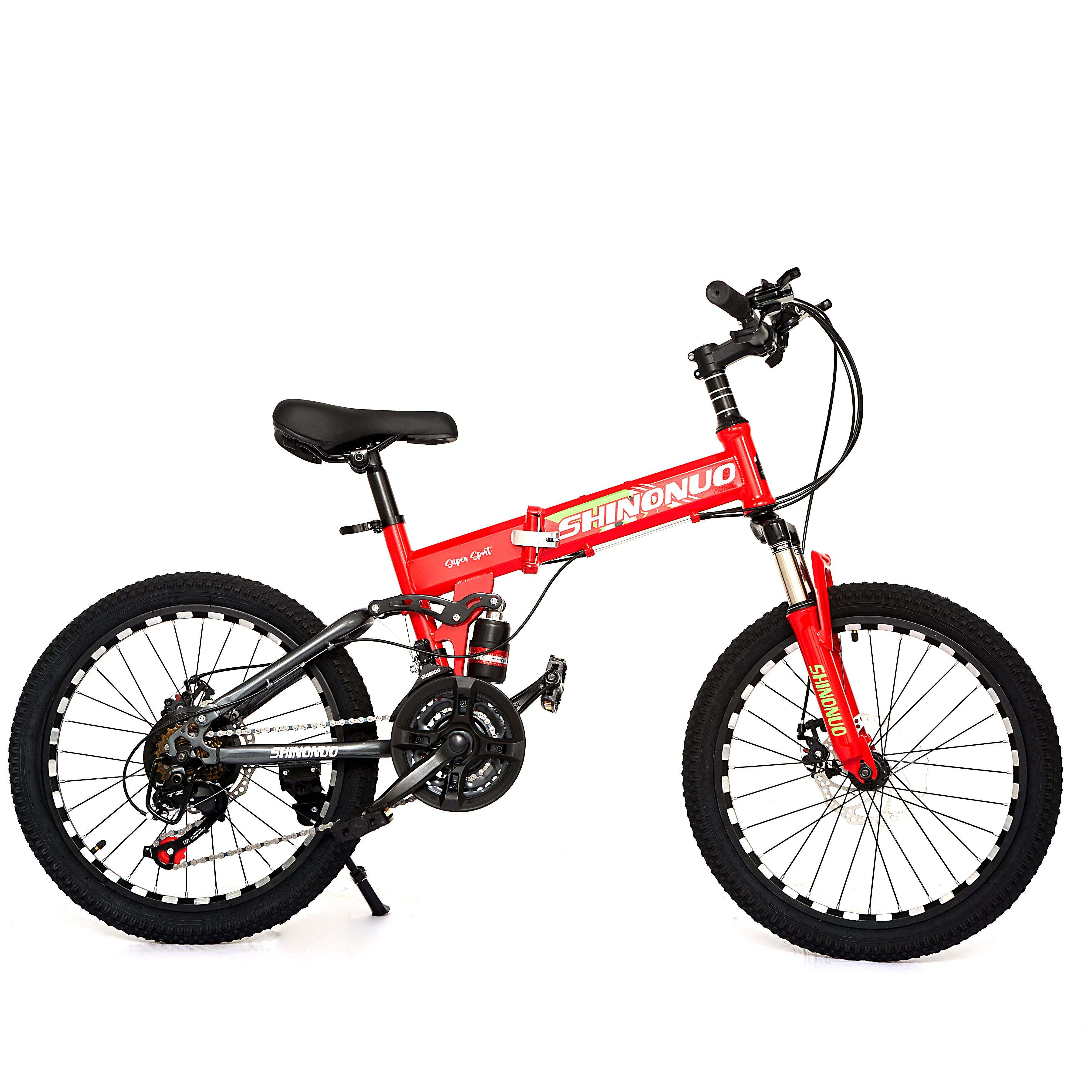26-Inch Folding Full Suspension Mountain Bike with 21-Speed Gears Disc Brake & Steel Fork Ordinary Pedal