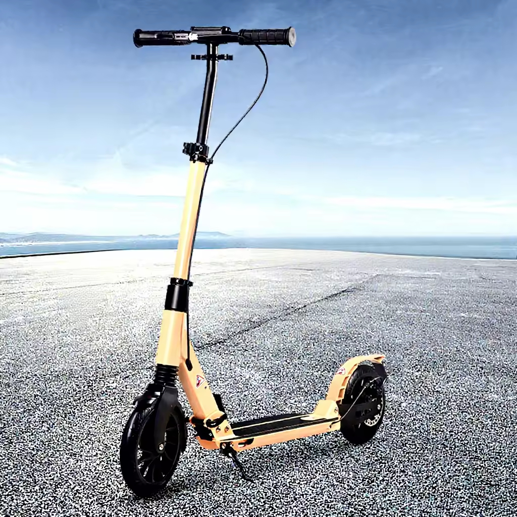Height Adjustable Double Braking Aluminum Frame ABEC-7 Bearings Kick Scooter for Adults Quick Fold Outdoor with PU Wheels
