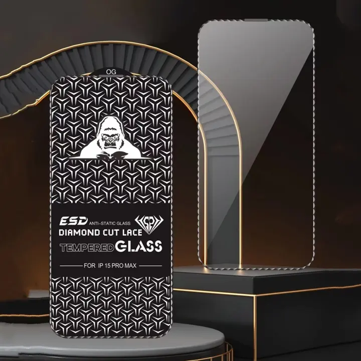 Wholesale King Kong 3D Diamond Cut Anti-Static Tempered Glass Screen Protector for iPhone 16 Pro Max 15 14 13 12 11 9H