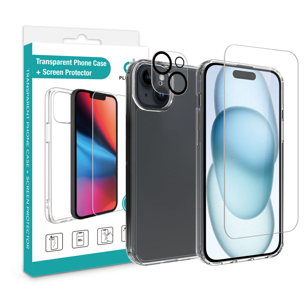 3in1 Crystal Clear Transparent Phone Case With Tempered Glass Screen Protector With Camera Lens Protector For Iphone 16 - Buy 36