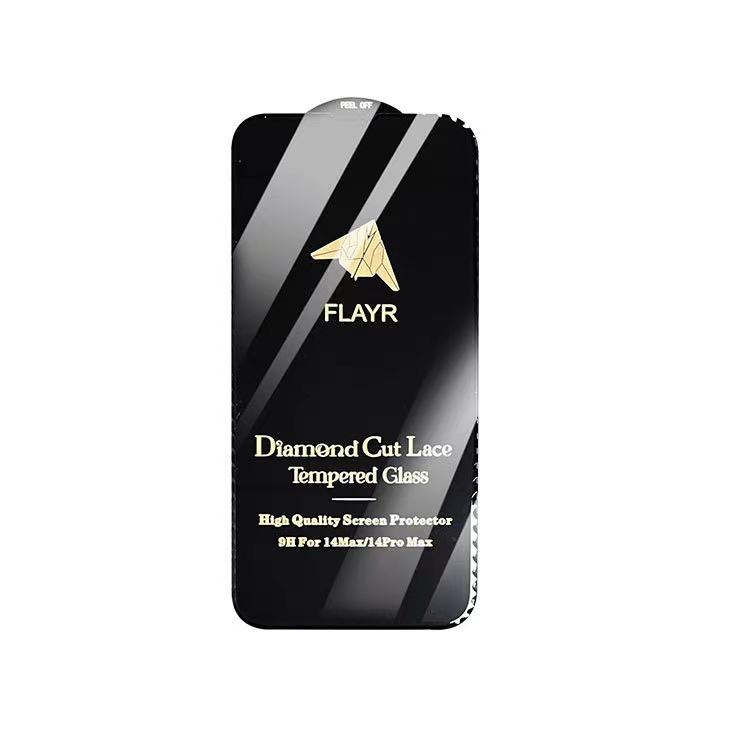 Hot Sell Full Cover Diamond Cut Lace Tempered Glass Screen Protector for iPhone X XR 11 12 13 14 Pro Max Film