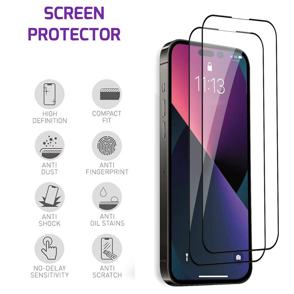 Full Cover Screen Protector for iPhone 15 Plus 9H Wholesale Tempered Glass for iPhone 16 15 Pro Max 14 Plus XR XS Max 11 Pro