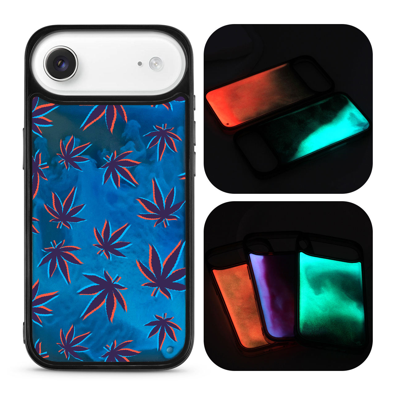 Glow-in-the-Dark Liquid Sand Phone Case for iPhone 17 16 15 Pro Max Custom UV Printed Fluorescent Flowing Sand Protective Cover