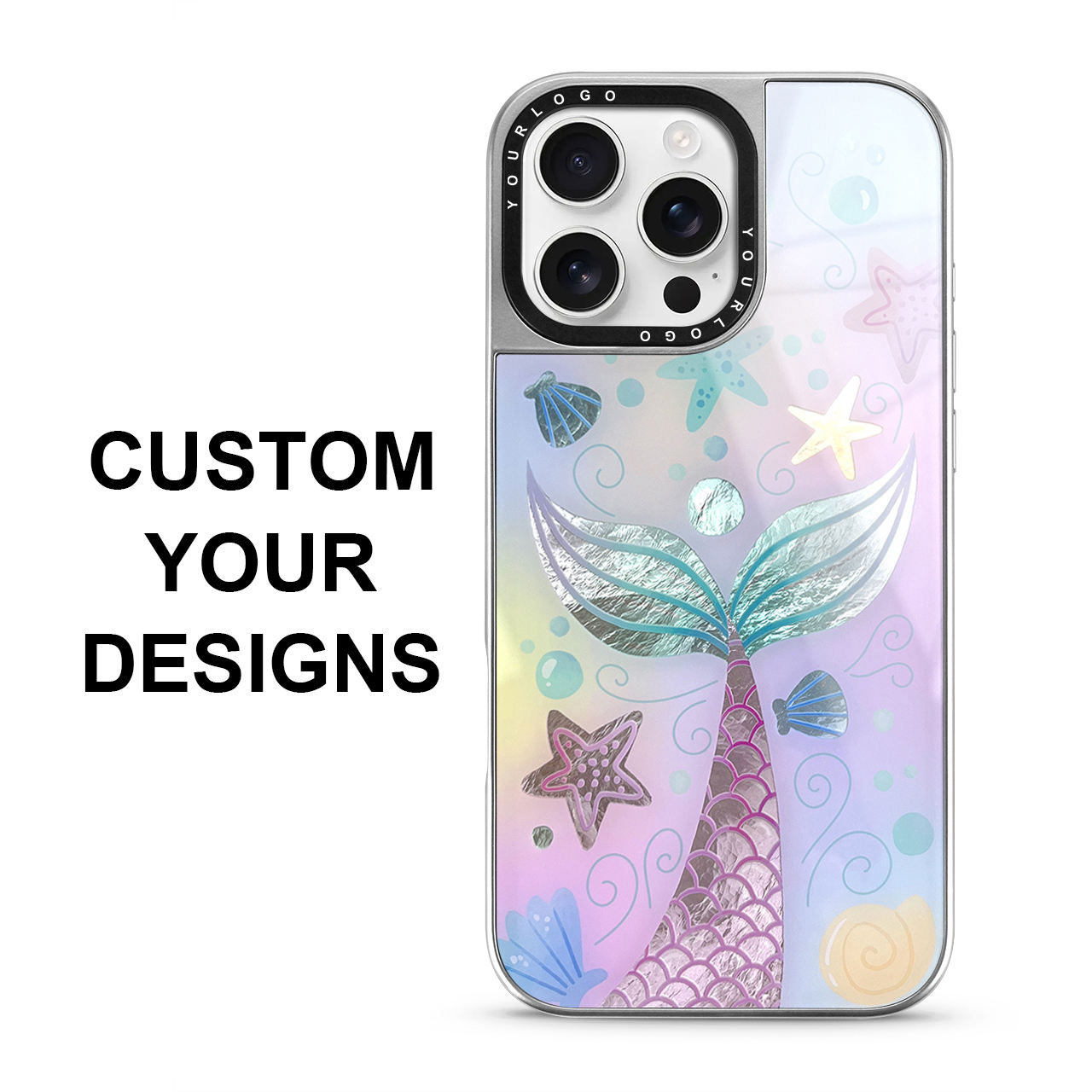 High Quality 3D Holographic Gold Design Glossy Hybrid Phone Case Customized for Apple for iPhone 16 Pro Max 17 Air 15 14