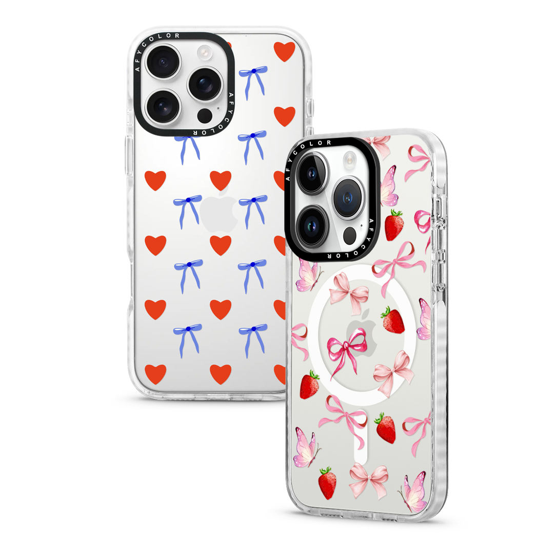 Valentine's Day Cute Heart Bumper Phone Case for iPhone Clear Shockproof Magnetic Cover with Removable Camera Protector