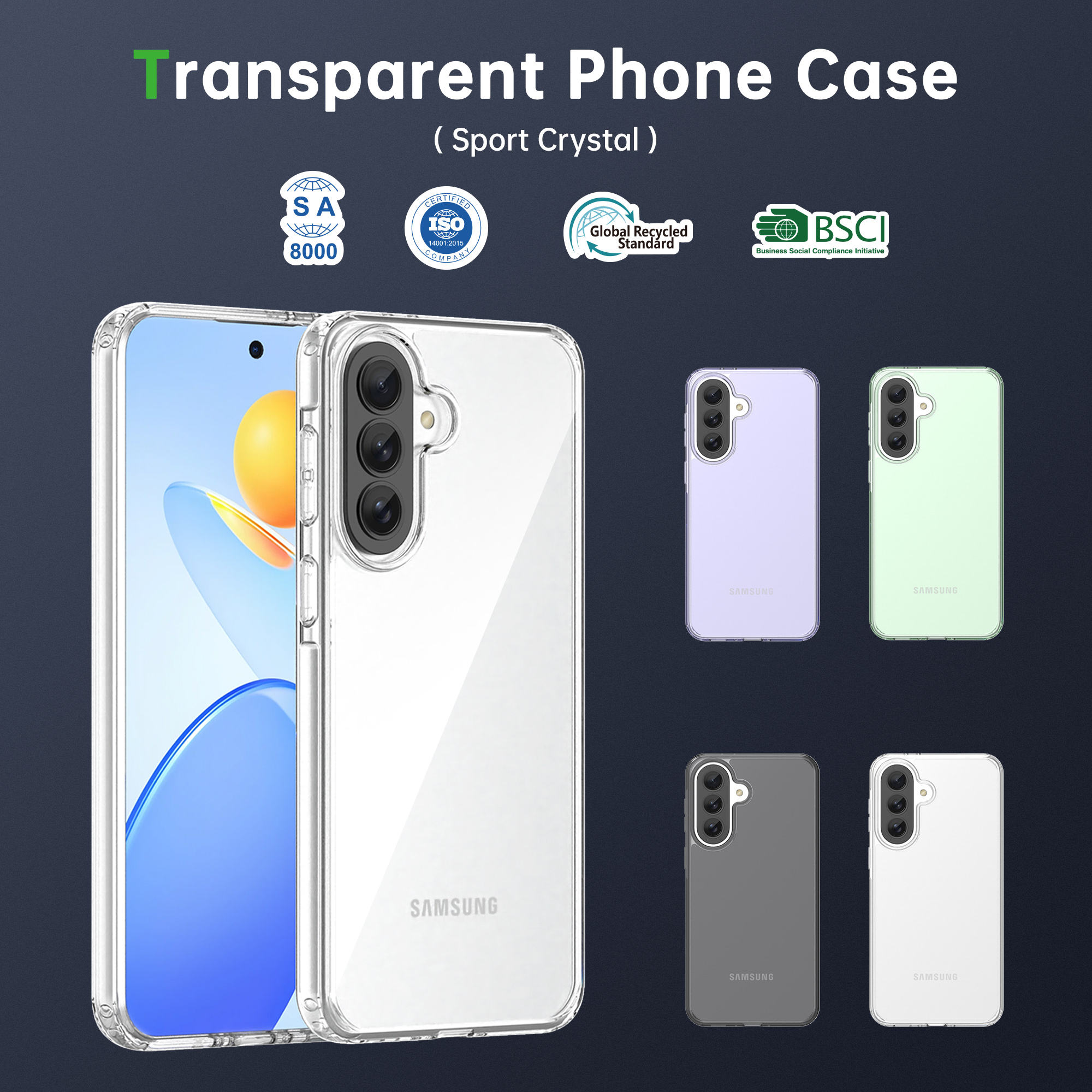 PC+TPU Clear Transparent Phone Case for Samsung A37 Premium 8FT Drop Protection Anti-Yellowing OEM_ODM & Custom Logo Available