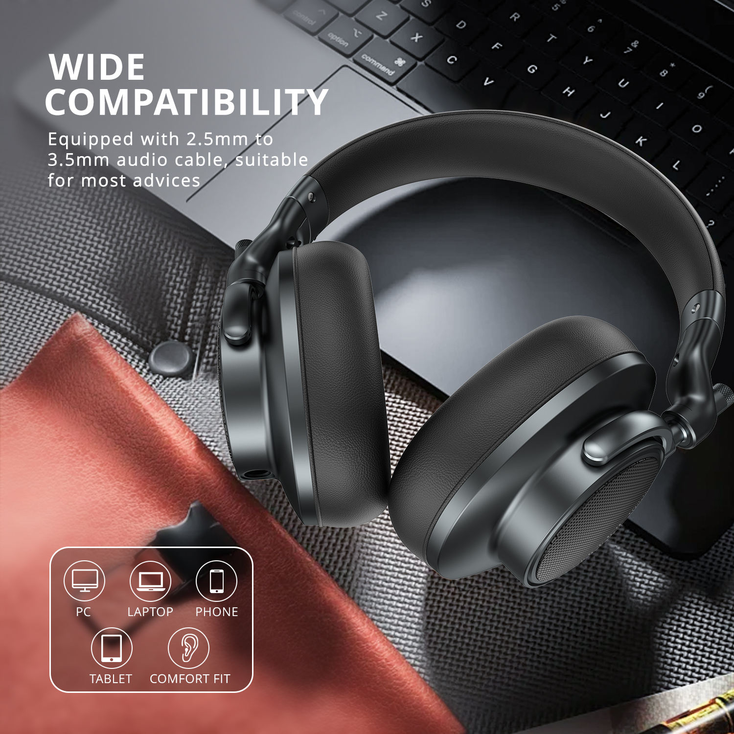 SYD Professional Recording Studio Headphone Over Ear Wired Stereo DJ Headset Noise Canceling 3.5mm Monitor Headphones