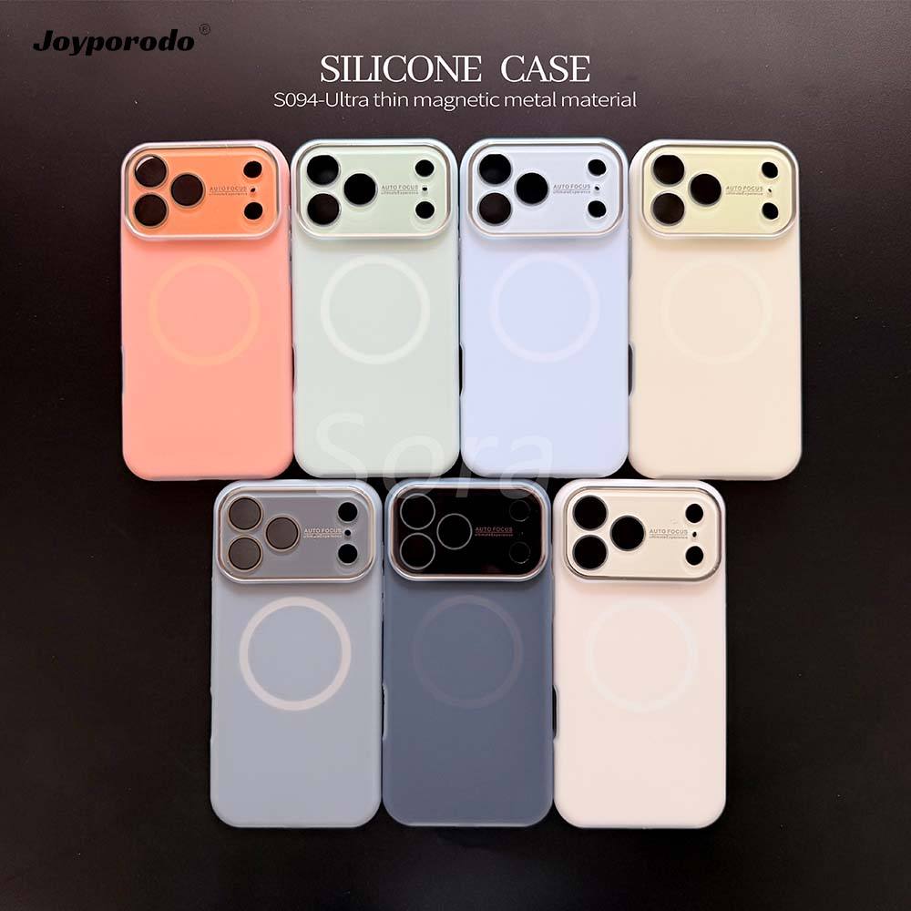 JOYPORODO S094 Deluxe Lens Large Window Mobile Case Jelly Silicone Magnetic Case for iPhone 12 13 14 15 16 17 Pro Max Back Cover