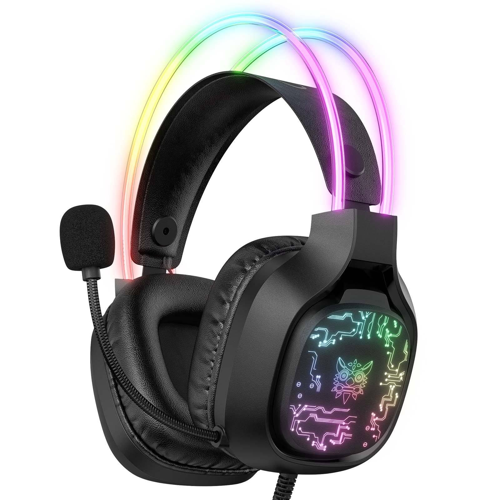 Onikuma X22 Gaming Headset RGB Wired Earphone Omnidirectional HD Microphone Over-Ear Gamer Headphones