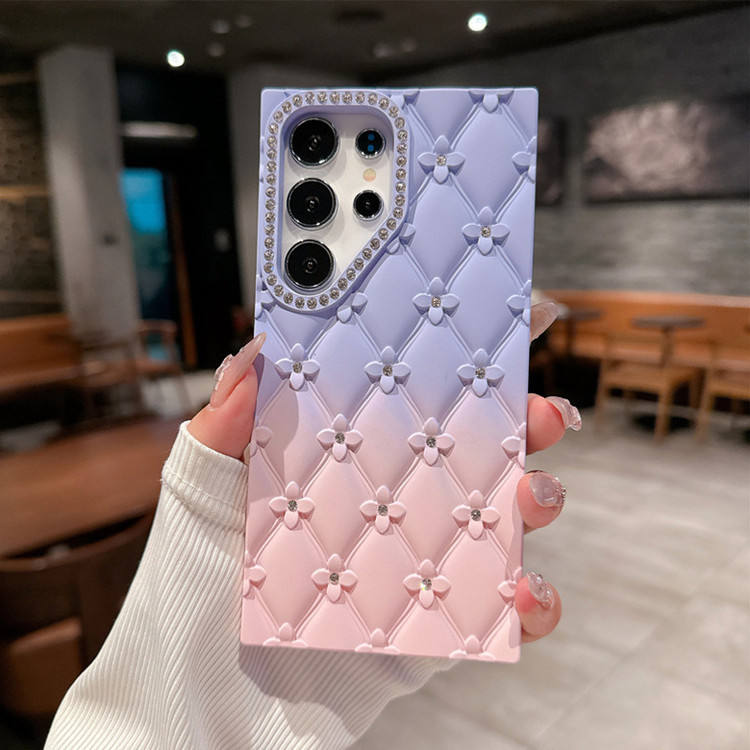 Suitable for S25ultra Fashionable Luxury with Diamond-shaped Flowers for S24plus_23plus and S22ultra with Sparkling Diamonds