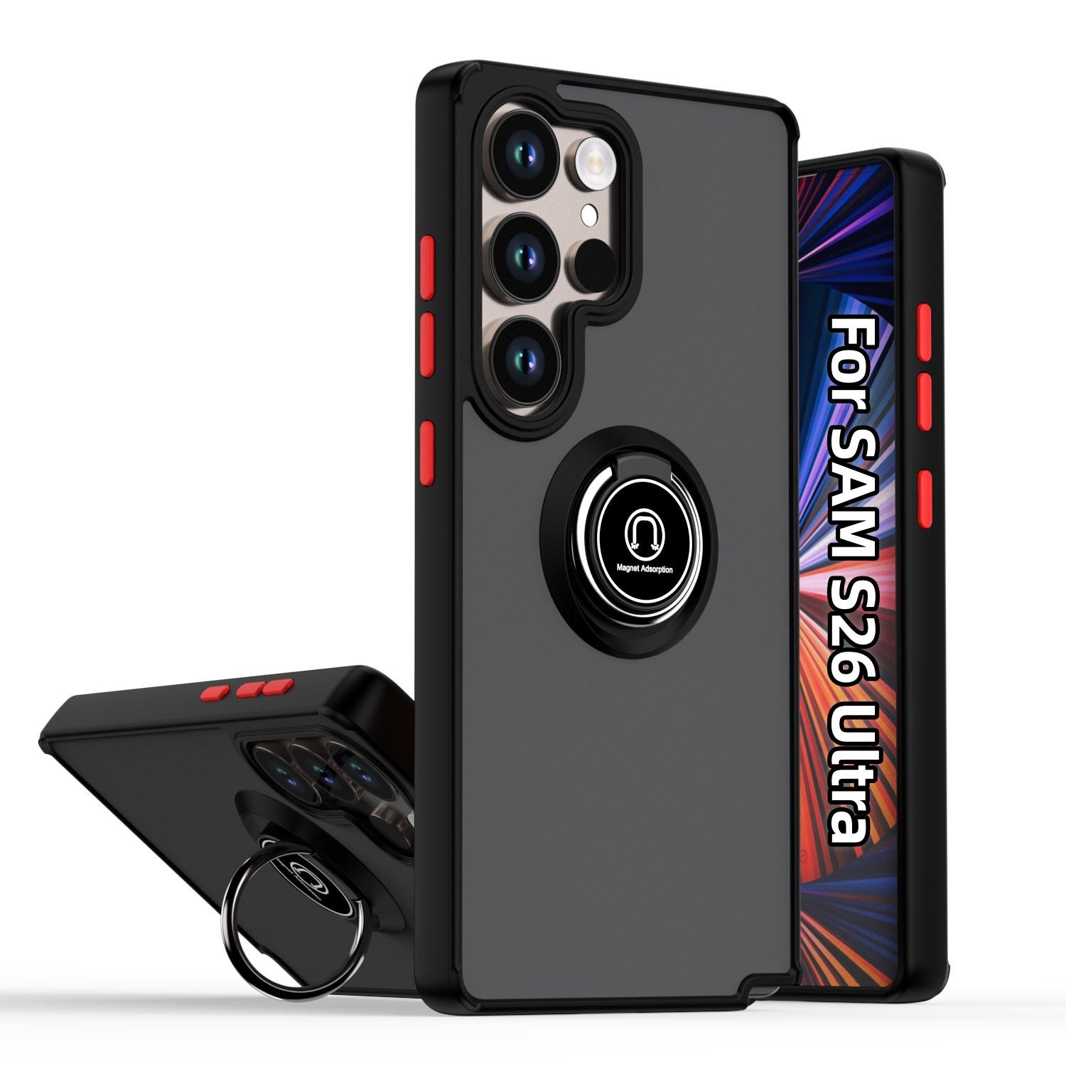 Acrylic Mobile Phone Cases for Samsung Galaxy S26 Ultra S26 Plus S26 Edge S25 S24 Ultra Metal Ring Kickstand Holder Back Covers