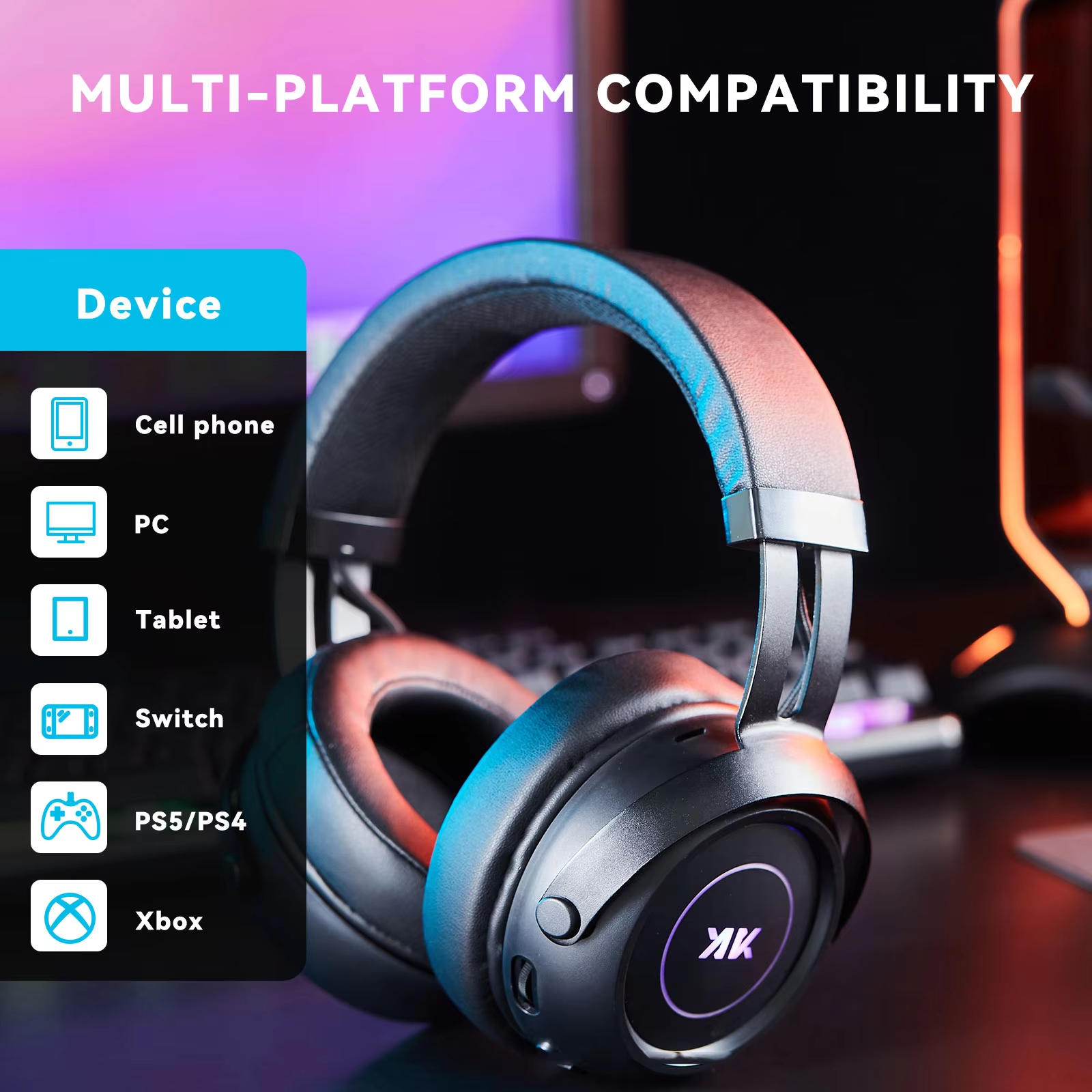 AKAUDIO Best Gaming Headphones Headsets for PC Wireless Bluetooth Headphone Headset Low Latency Gaming Headset
