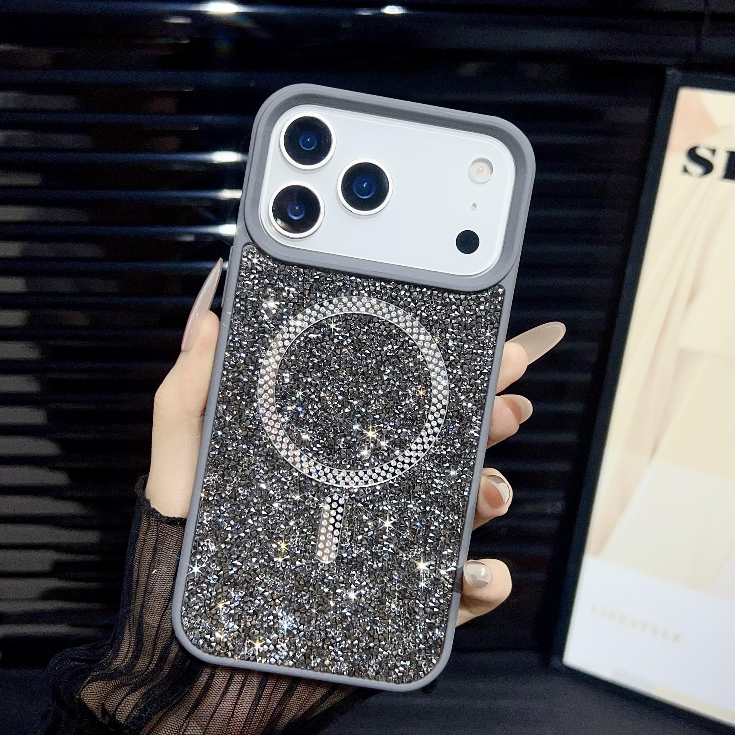 Glitter Diamond Rhinestone Phone Case for iPhone 17 16 15 14 Pro Max Air Shiny Bling Wireless Charging Magnetic Shockproof Cover