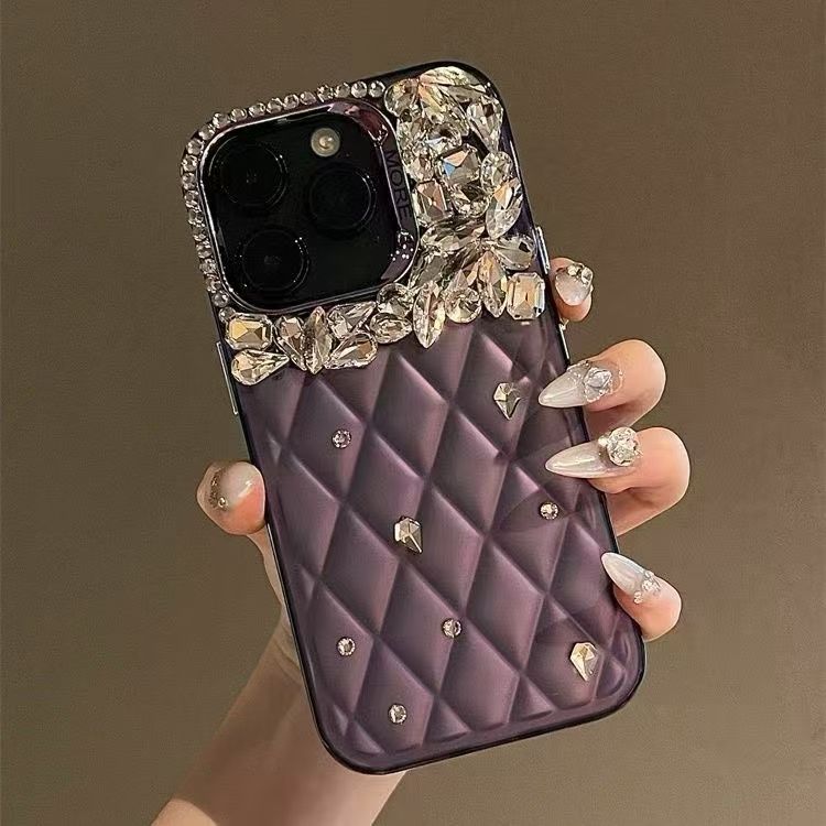Luxurious Diamond Lattice Dot Design Cell Phone Cover for iphone 16 Pro 15 14 17 air Shockproof UV Painted Mobile Phone Case