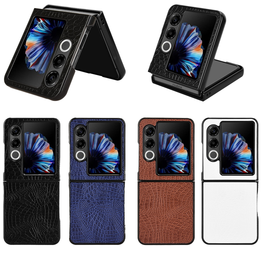 Croco Skin PU Leather Back Cover Case for ZTE for nubia Flip2 _ for nubia Flip 2 6.9'' Hard Matte Front and Back New Design
