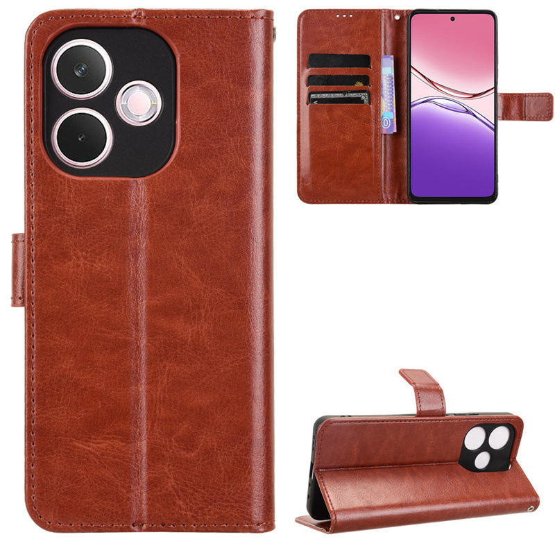 Luxury Crazy Horse Pu Leather Case for Infinix Hot 50i 50 4G 5G Smart 9 ITEL S23 Plus Shockproof Magnetic Card Back Cover