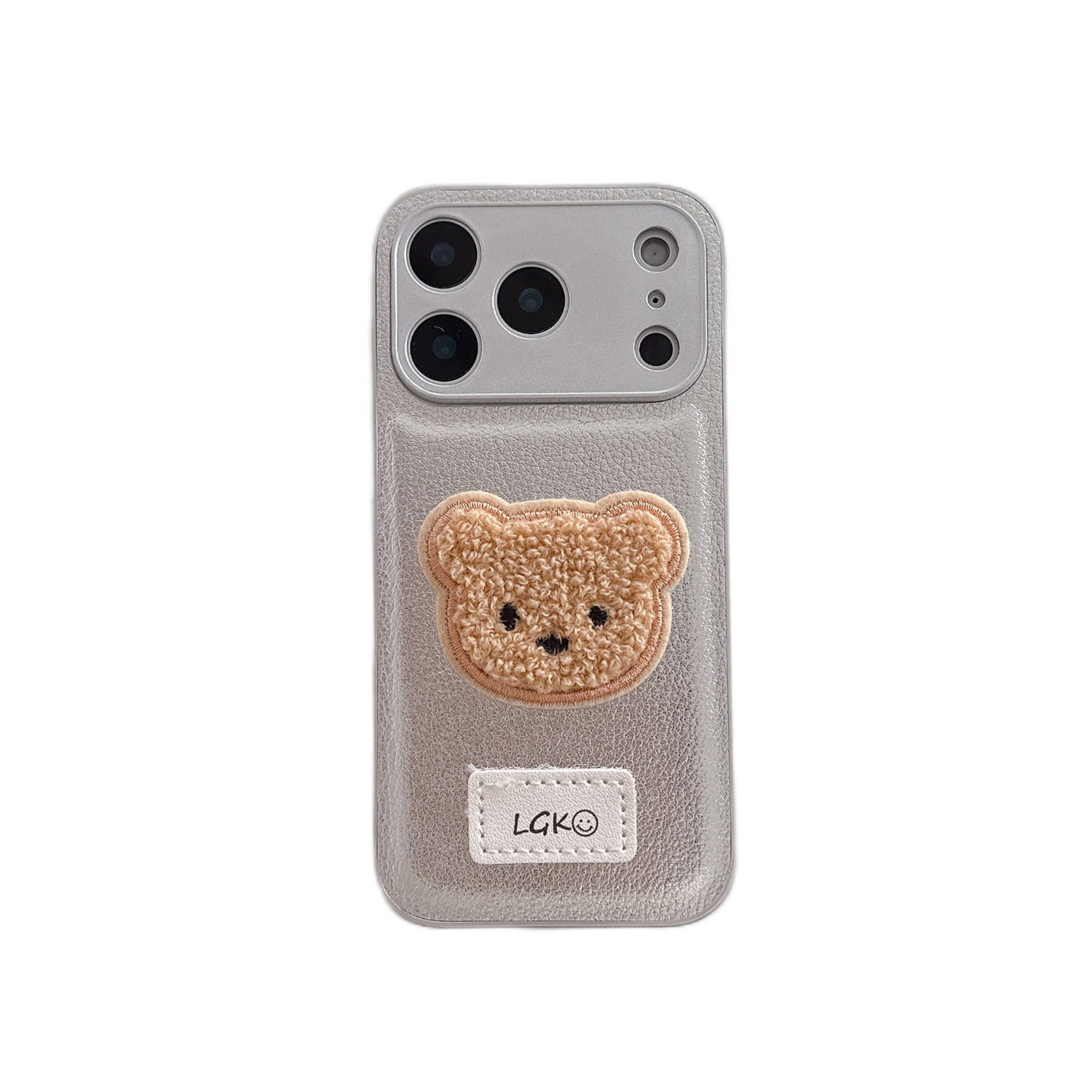 Furry Teddy Bear Phone Case for 17_16 Pro Max_15_14_13_12 Series-Anti-Drop Leather Protective Case