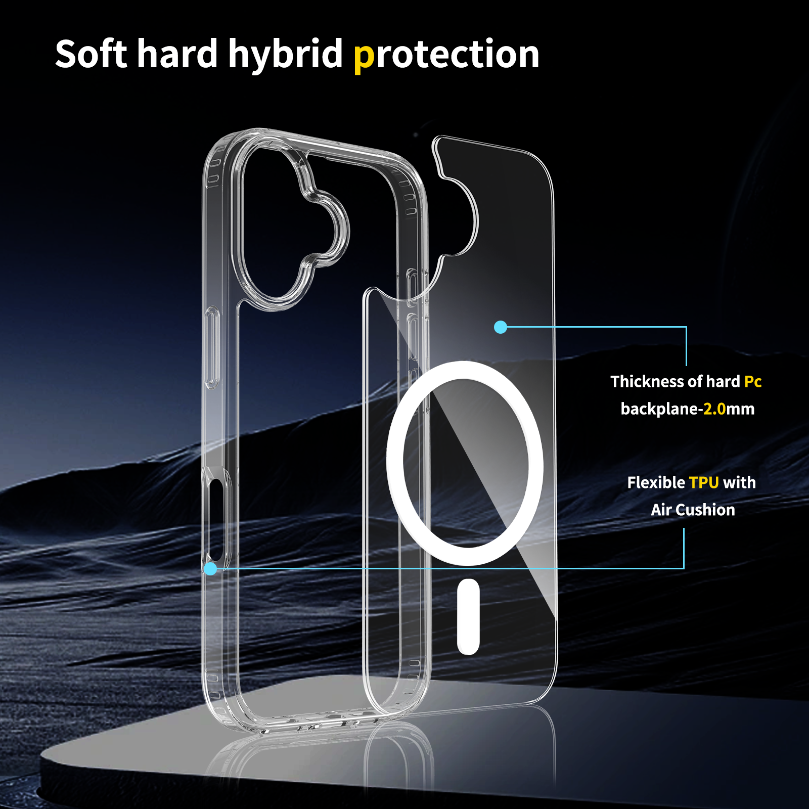 Wireless Magnetic TPU+PC Acrylic Transparent Shockproof Anti-fingerprints Luxury Design NBing Phone Case for 17 Air Pro