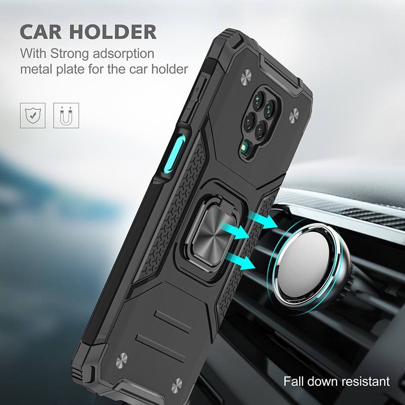 Armor Shockproof Magnetic Holder Ring Case Cover Bumper for Redmi Note 8 9 10 Pro 8A 10S Note11 Pro 9C 9A