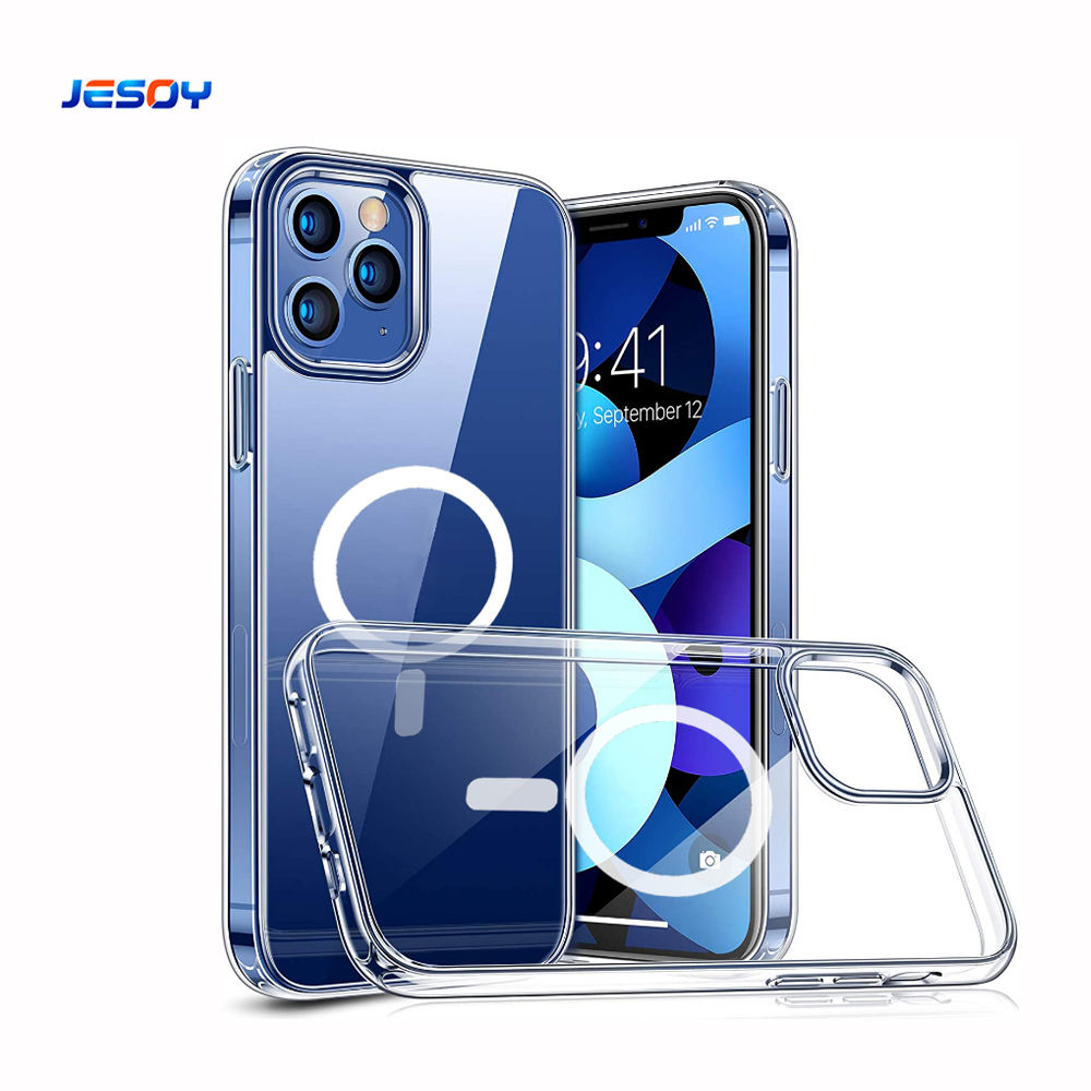 Original Smart Transparent TPU Magnetic Cover Mag for iPhone 15 14 13 12 S22 Ultra Safe Shockproof Magnet Phone Case