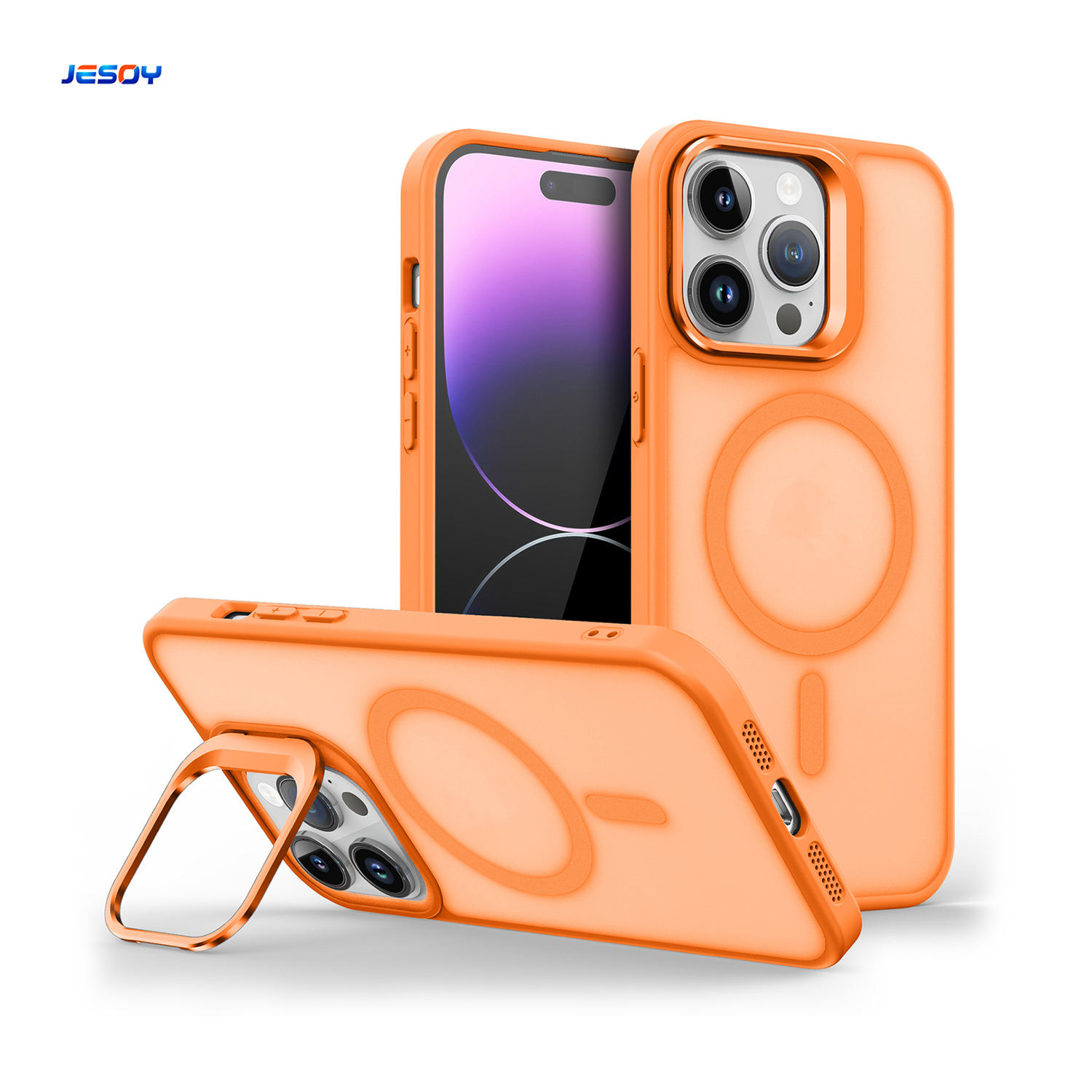 Ski-Friedly Matte TPU Cell Phone Mobile Cover Camera Stand Magnetic Phone Case for iPhone 16 15 14 13 Pro Max