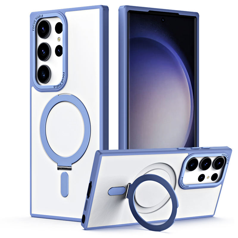 LeYi Magnetic Clear with Holder Matte Wireless Charger Phone Cover for Samsung S23 ultra Plus Phones Case