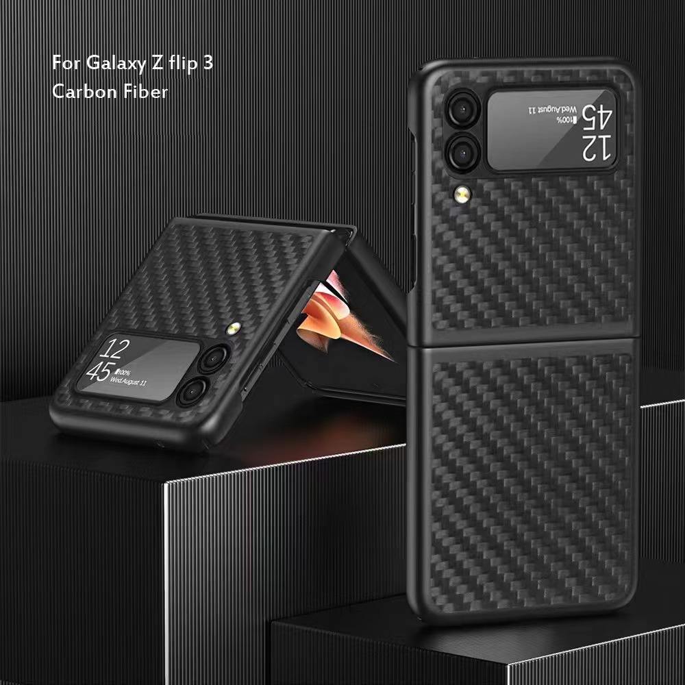 LeYi Premium Hard Real Carbon Fiber Cover Smartphone Black Mobile Phone Case for Samsung galaxy Z Flip 3