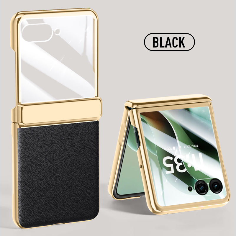 High Quality Anti-Drop Transparent Case for Moto Razr 50 Ultra 60 Ultra PU Leather Electroplating Shockproof Mobile Phone Case