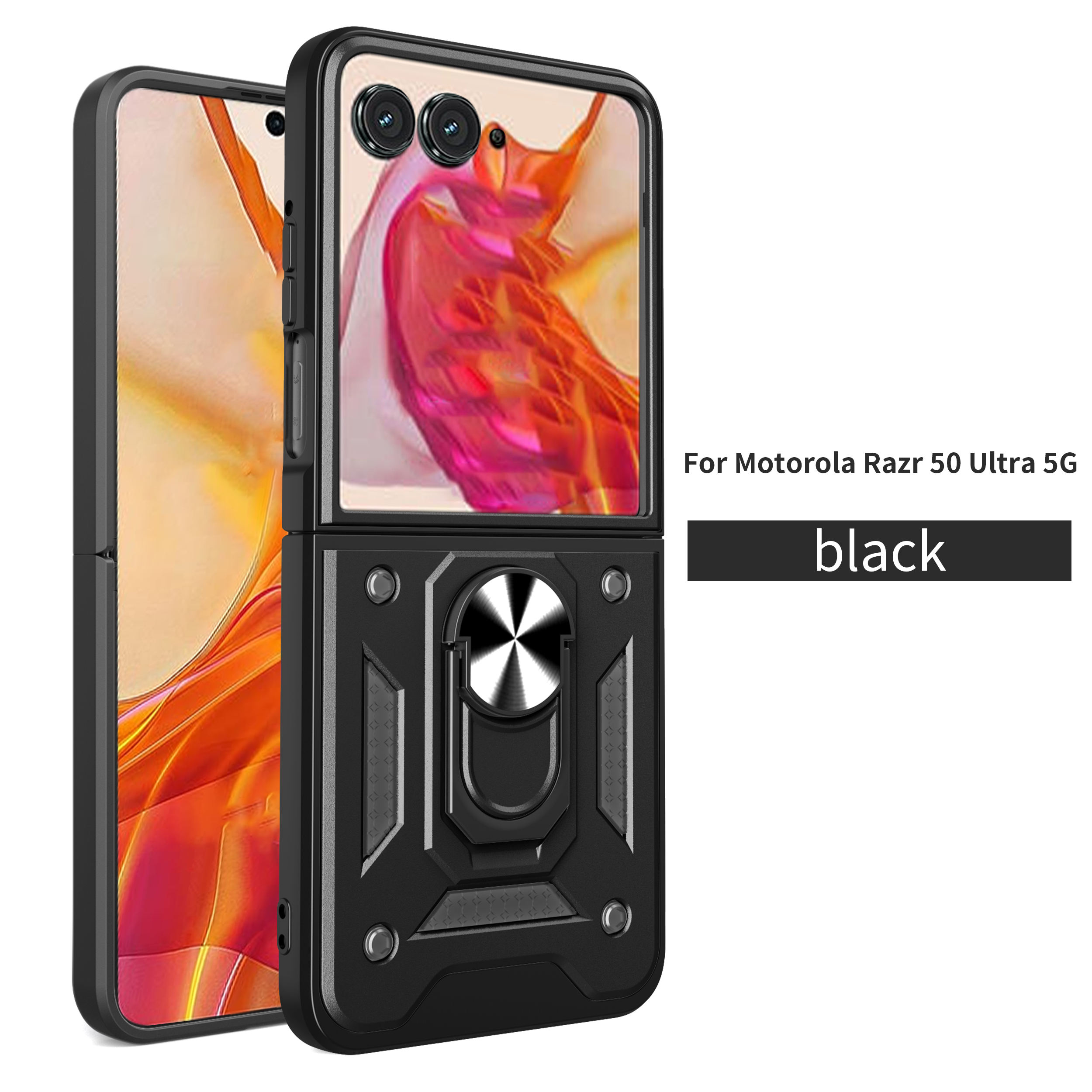 Luxury Shockproof Flip Armor Design Ring Stand Mobile Cover for MOTO Razr 40 50 60 Ultra Magnetic PC Phone Case with HOLSTER