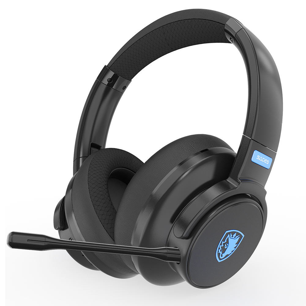 SADES Whisper 7.1 Surround Sound Over-Ear Wireless Wired Headset with Led Display Omnidirectional Retractable Mic for Gaming