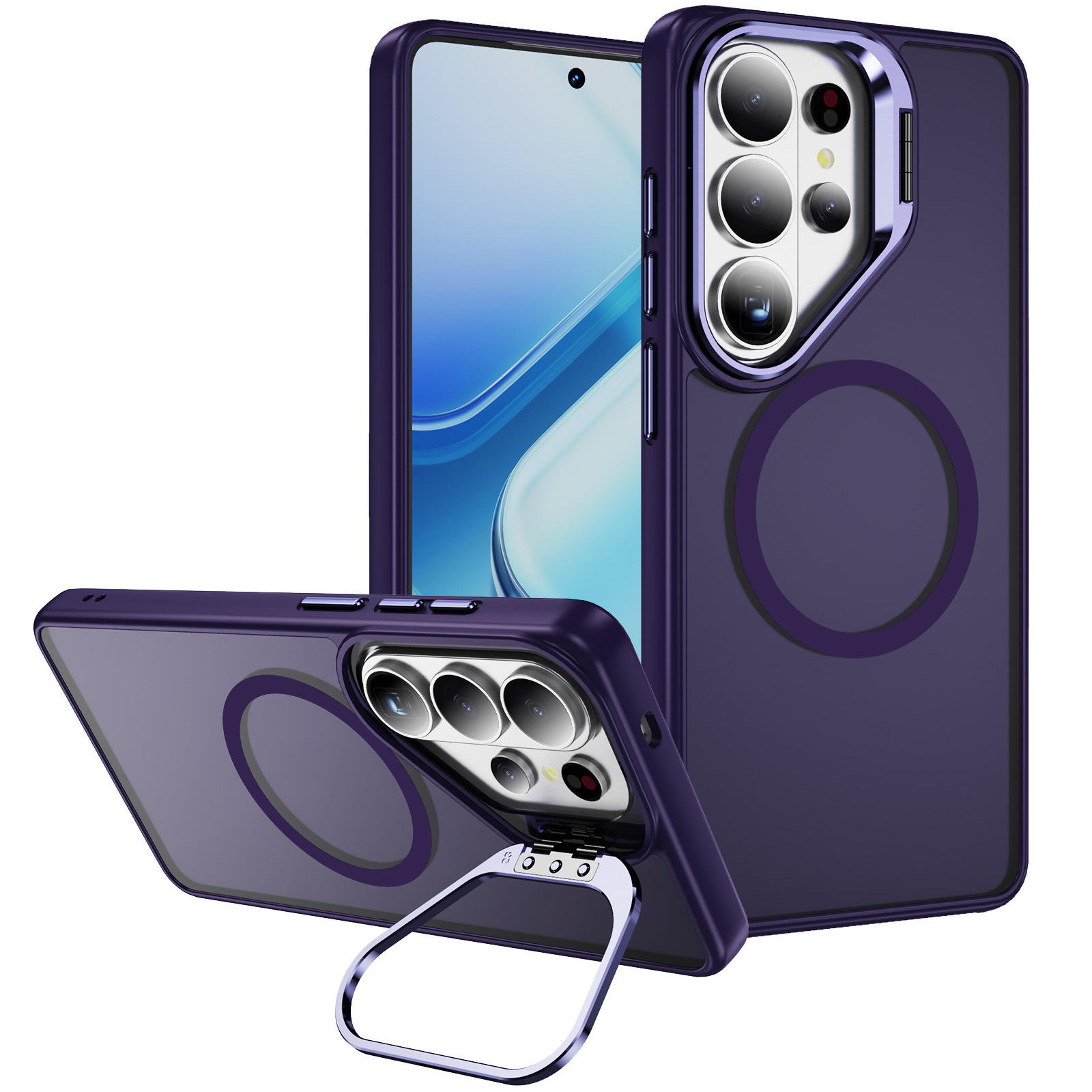 Wholesale Multi-Function Phone Covers Built in Lens Holder Matte Cover CLear Transparent for Samsung Galaxy S26 Ultra Plus