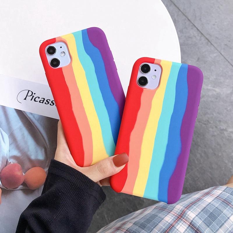 Hot-Selling Anti-Slip Shock-R Resistant Liquid Silicone Protective Case for Apple 15 Rainbow Phone Mobile Phone Cases Wholesale