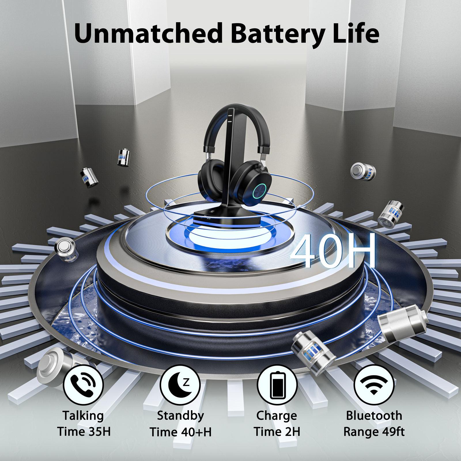 KENSING TV-966 Wireless Headphones for TV Watching With Bluetooth 5.4 Transmitter & Charging Dock, 50H No Delay Bluetooth TV Hea