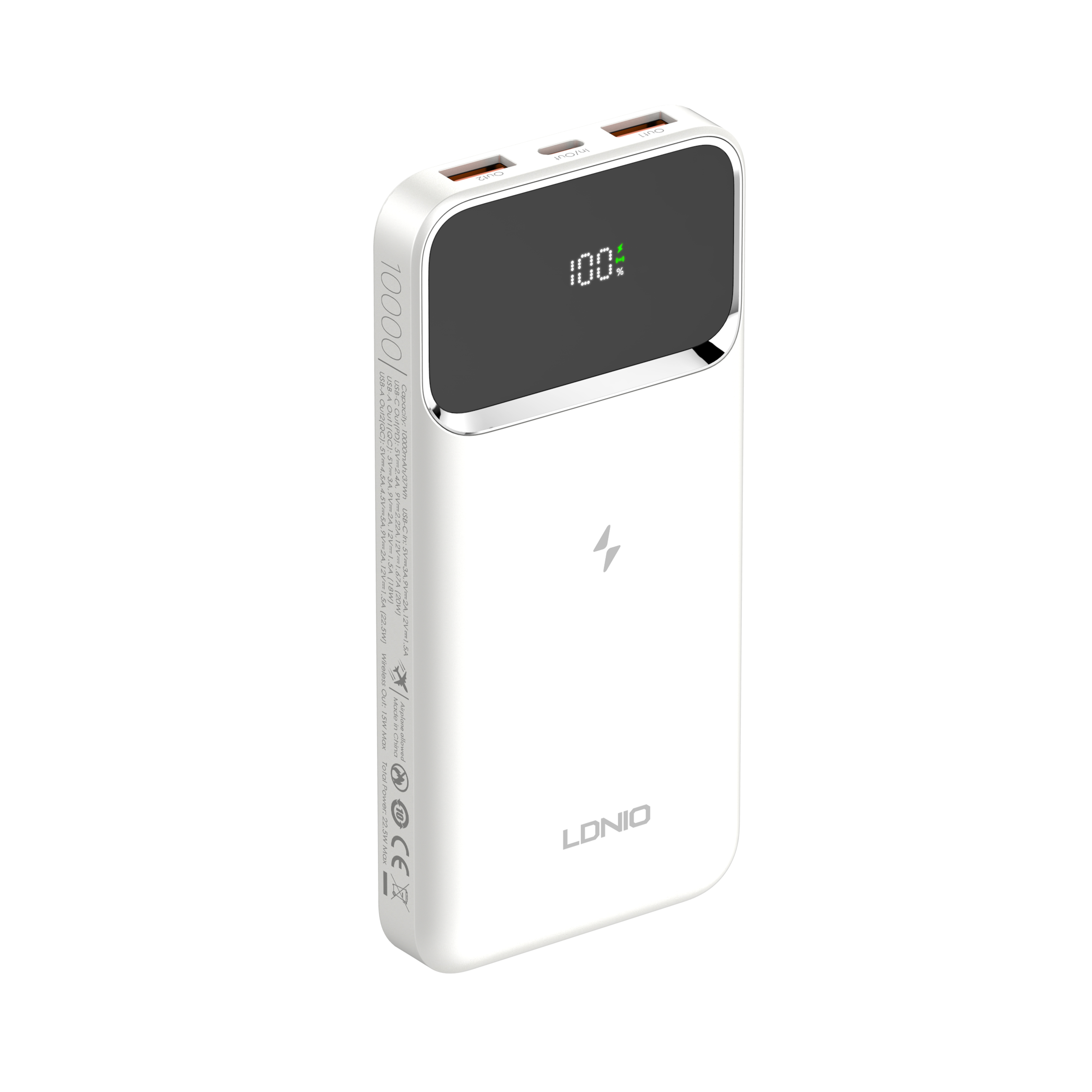 LDNIO--Powerbank--PQ11	"15W Wireless Charging Powerbank  10000mah/37Wh Total Power:22.5W"