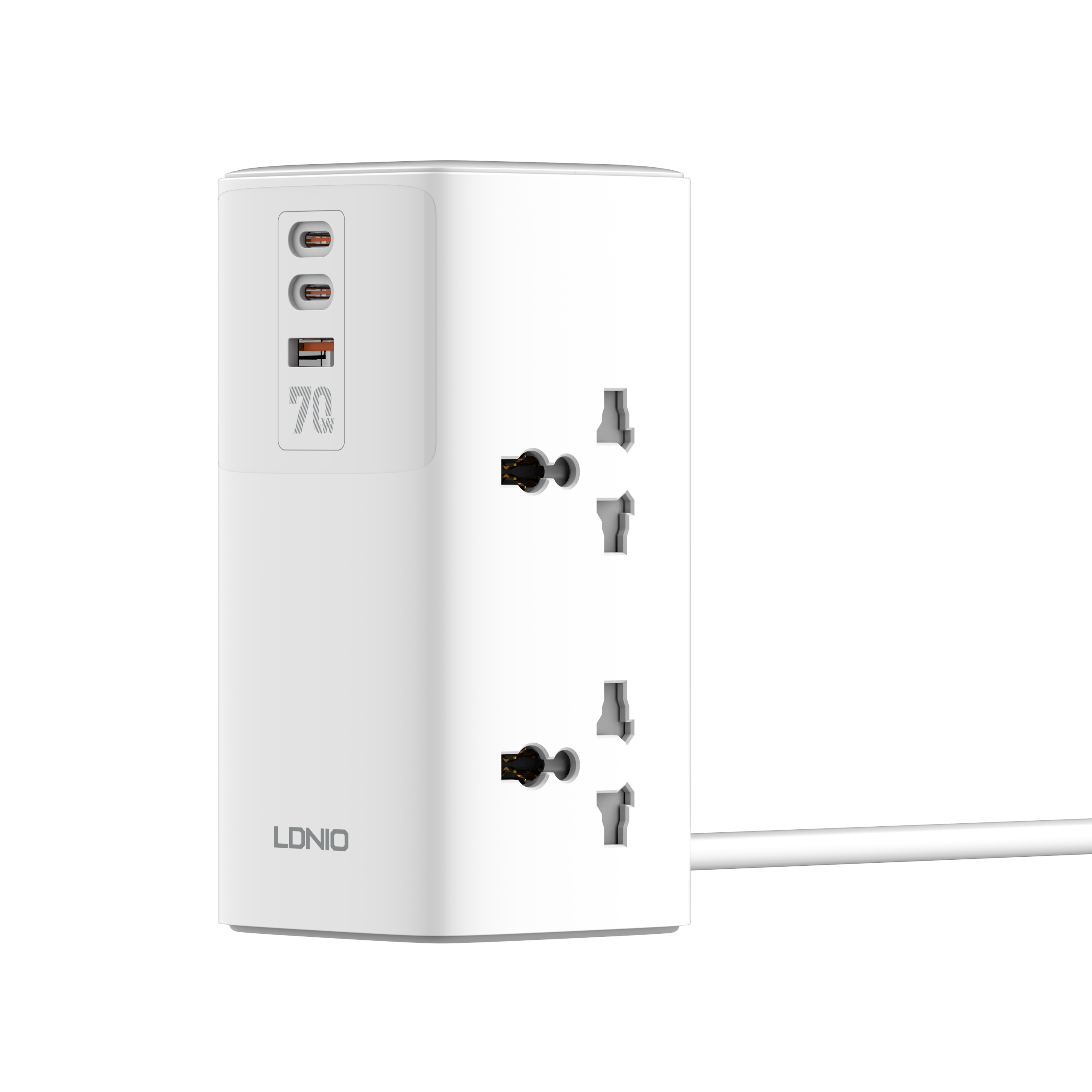 LDNIO--Power Strip--SC4383	2500W Tower Extension 4 Power Sockets+70W Super Fast Charging：2USB-C+USB-A