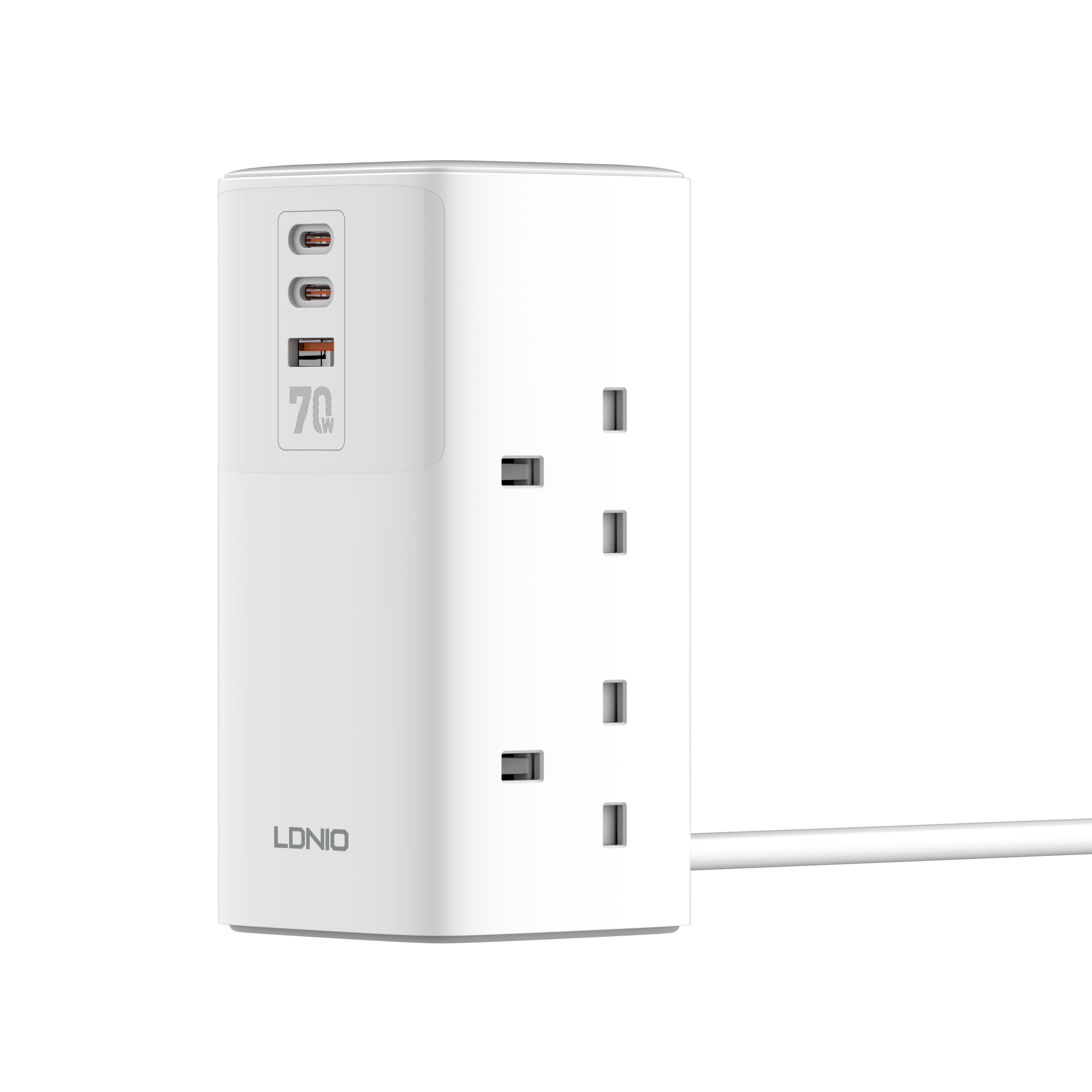 LDNIO--Power Strip--SK4396	2500W Tower Extension 4 Power Sockets+70W Super Fast Charging：2USB-C+USB-A