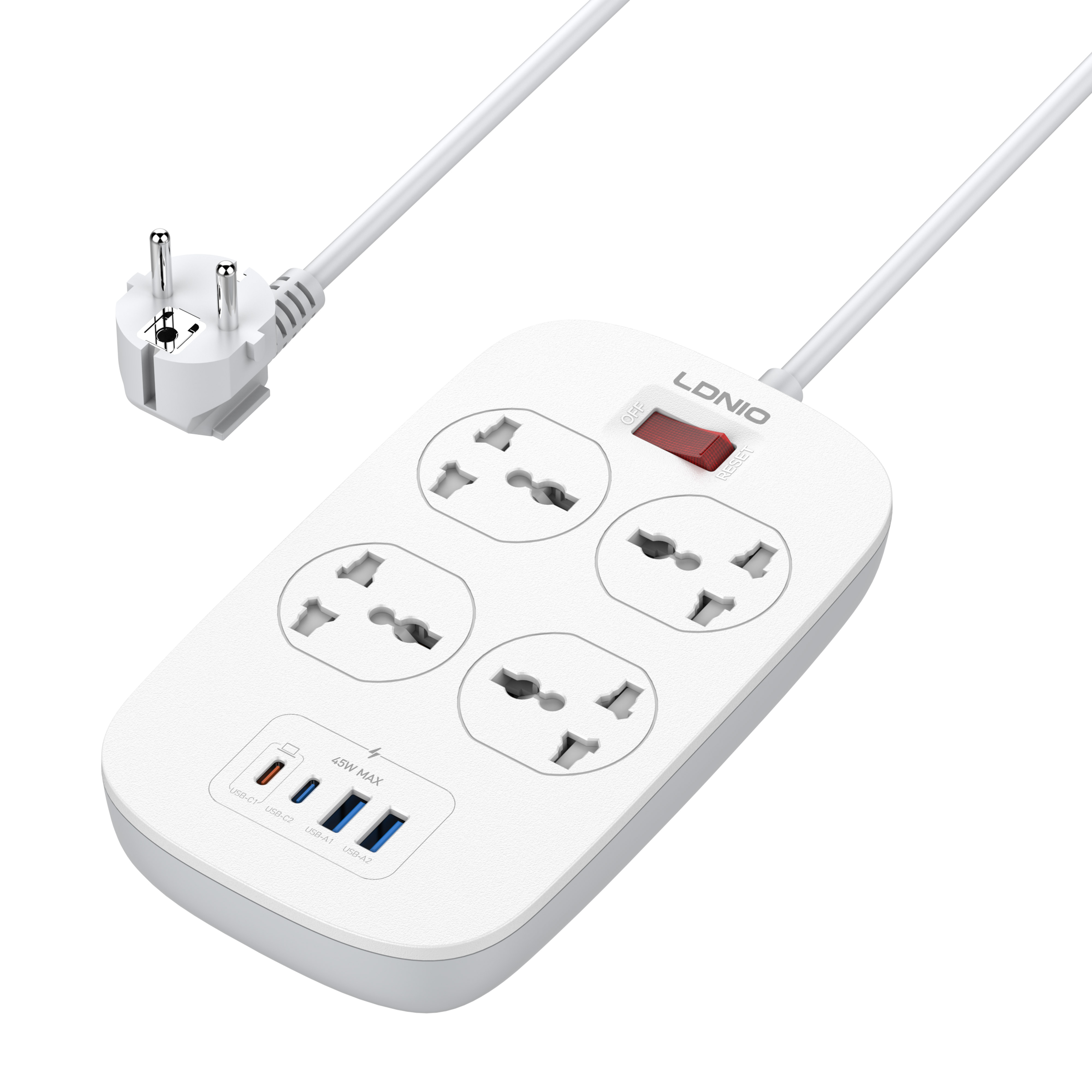 LDNIO--Power Strip--SC4407C	"Universal 3 port + 4 USB POWER SOCKET POWER CORD:2M"
