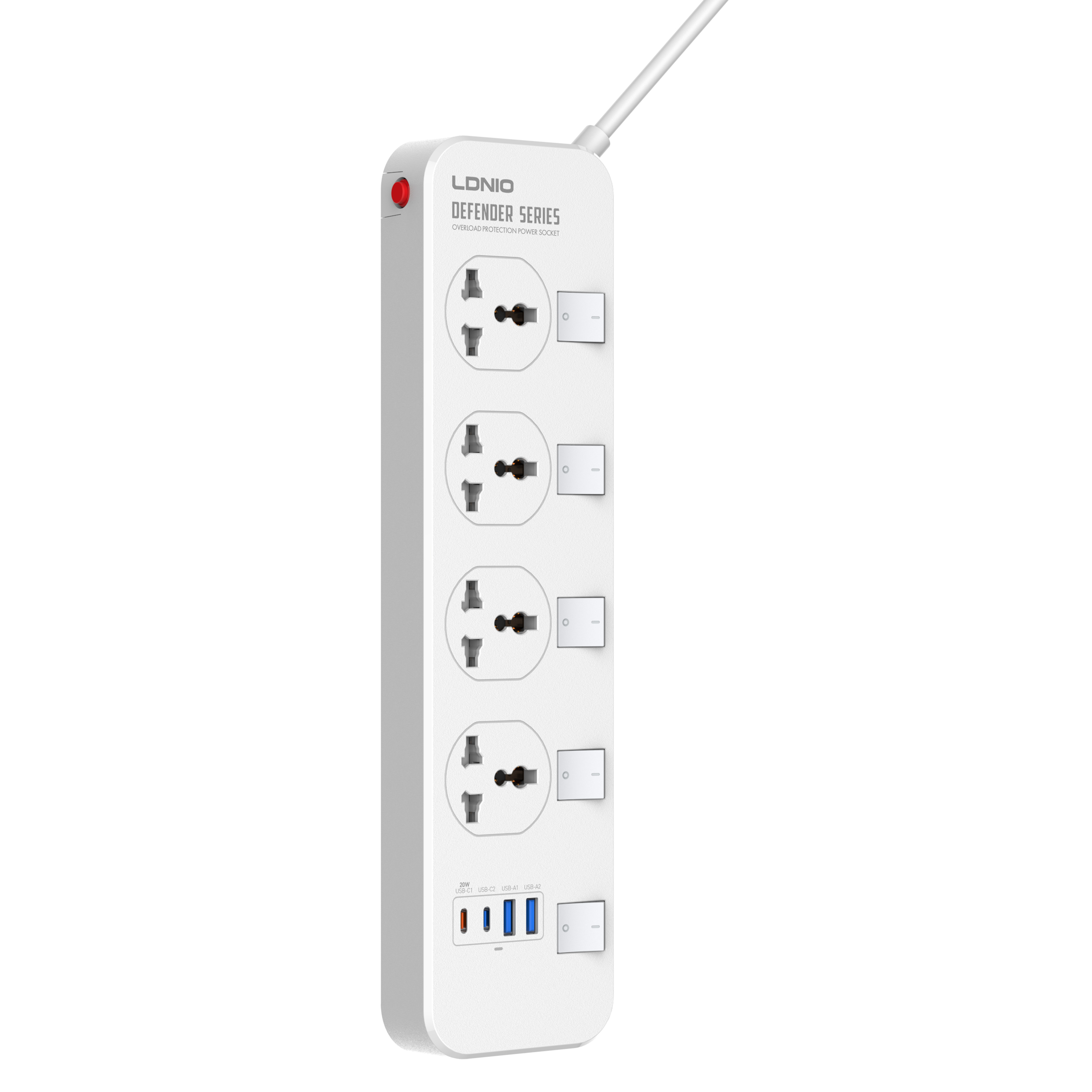 LDNIO--Power Strip--SC4408C	"4 UK SOCKET Outlest+PD20W USB Output  POWER CORD:2M"
