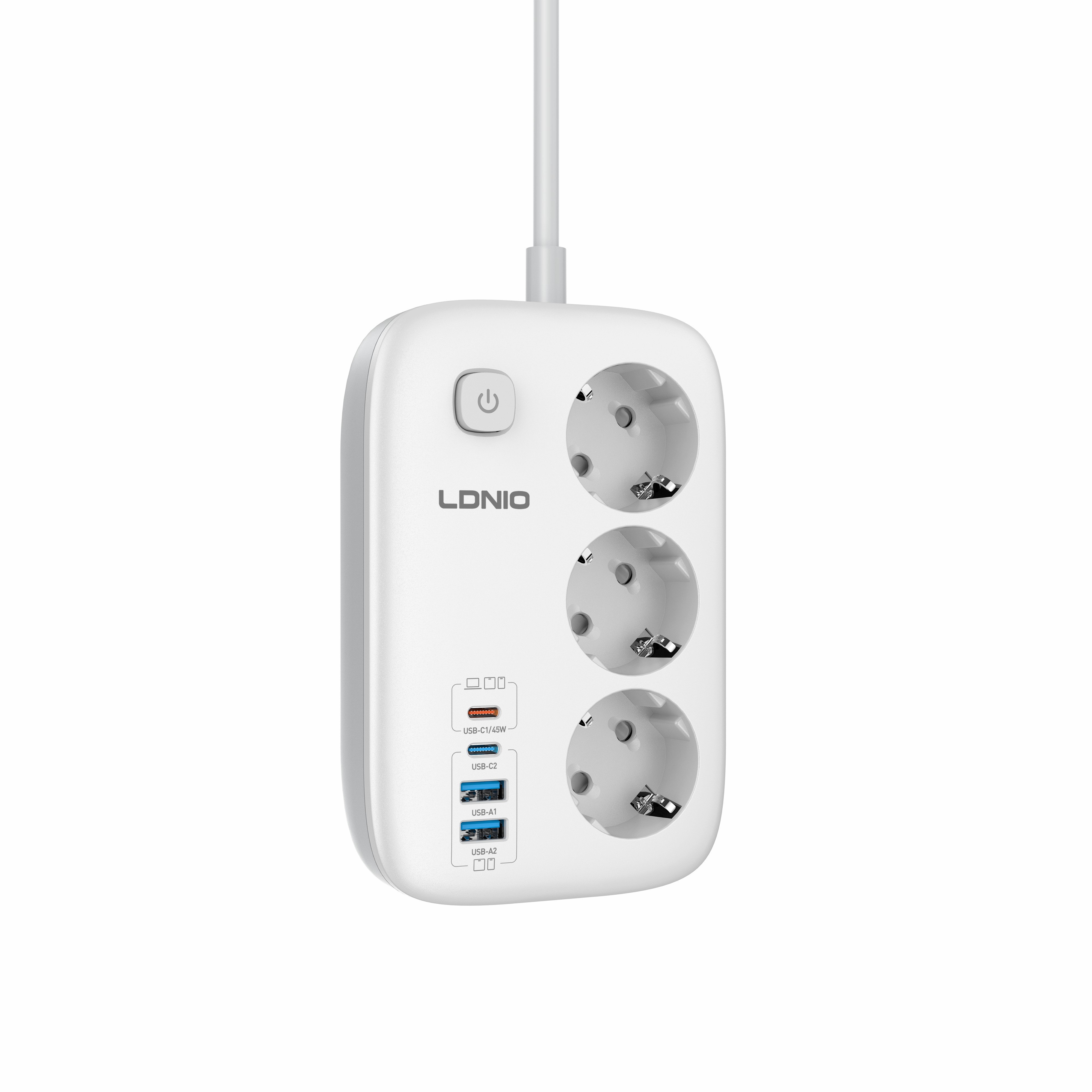 LDNIO--Power Strip--SE2	PD45W+3250W 3 EU outlets power strip