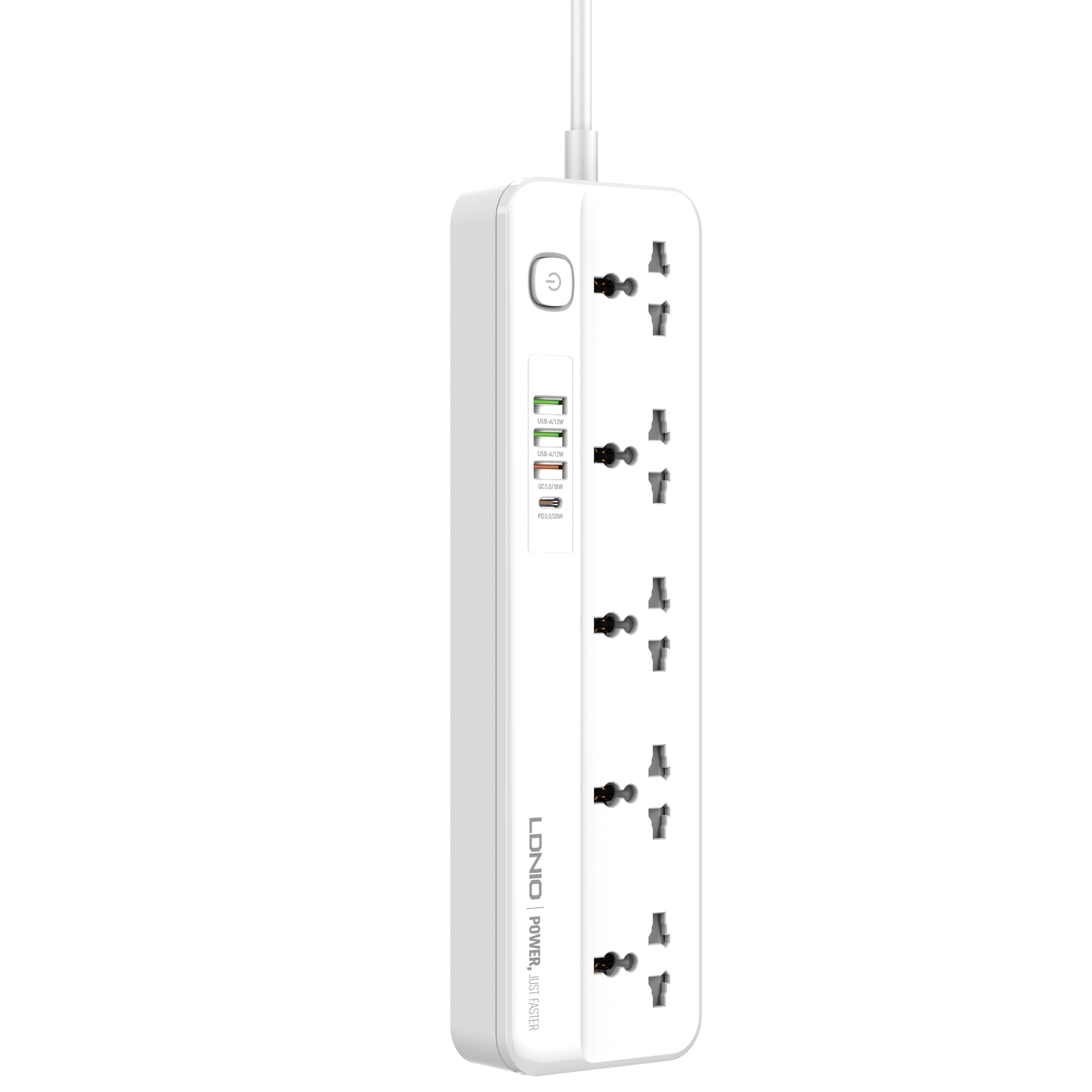 LDNIO--Power Strip--SC5415	"Multi-Function Power Strip 5 Power Sockets +1PD 20W+1QC 18W+2 AUTO-ID Perfect Home/Office Charging