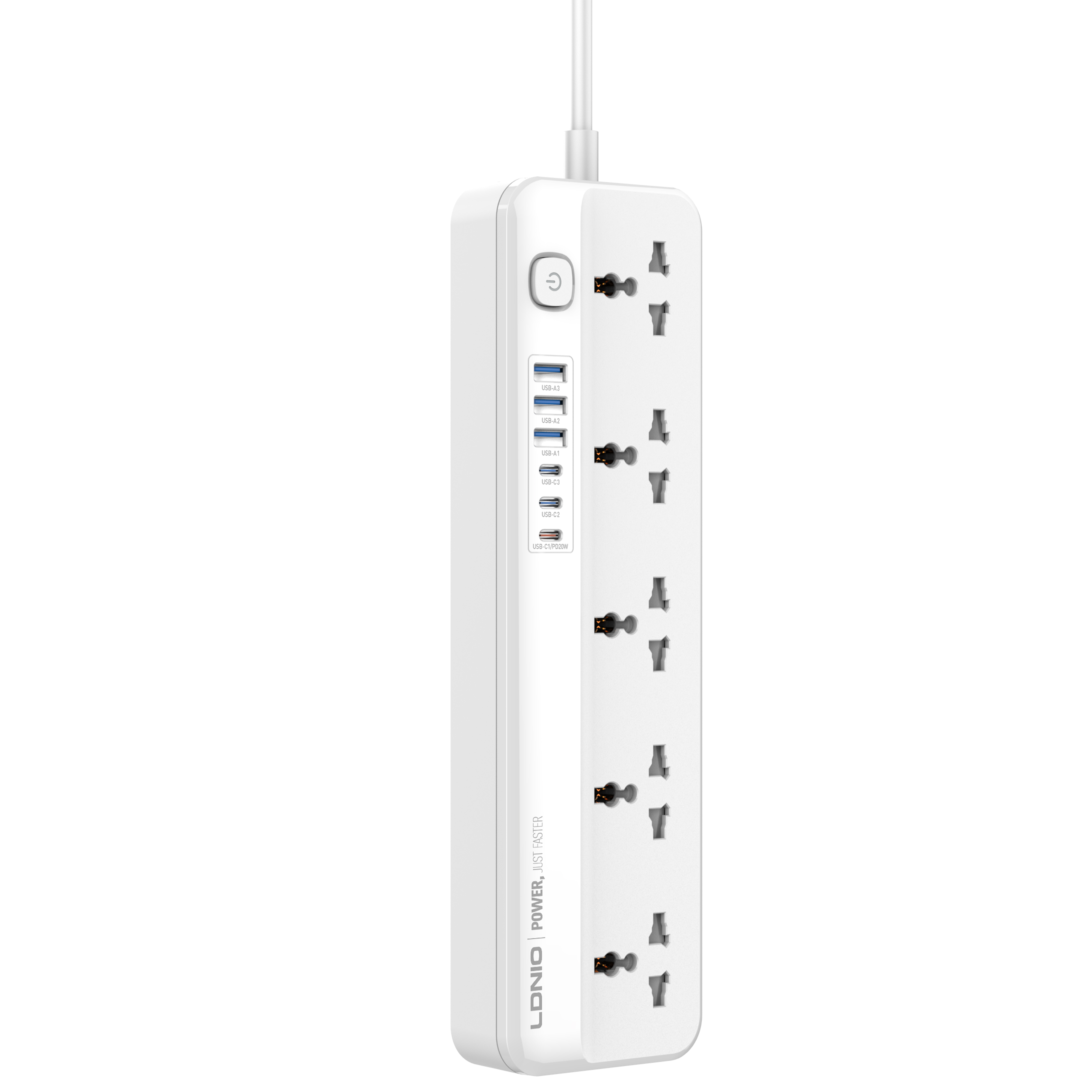 LDNIO--Power Strip--SC5614C	"Multi-Function Power Strip 5 Power Sockets +6 AUTO-ID Perfect Home/Office Charging Station"