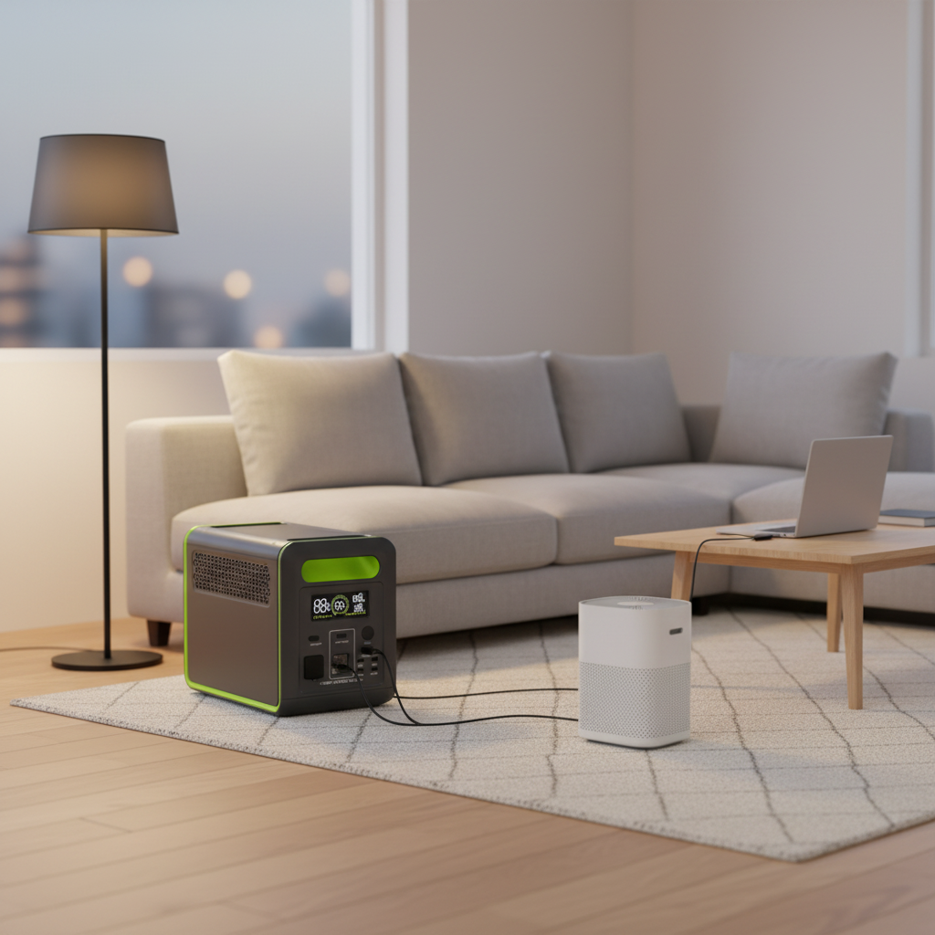 Portable RV Emergency Backup Power Station with Solar Charging for Outdoor Travel Lighting and Vehicle Refrigerator Charging