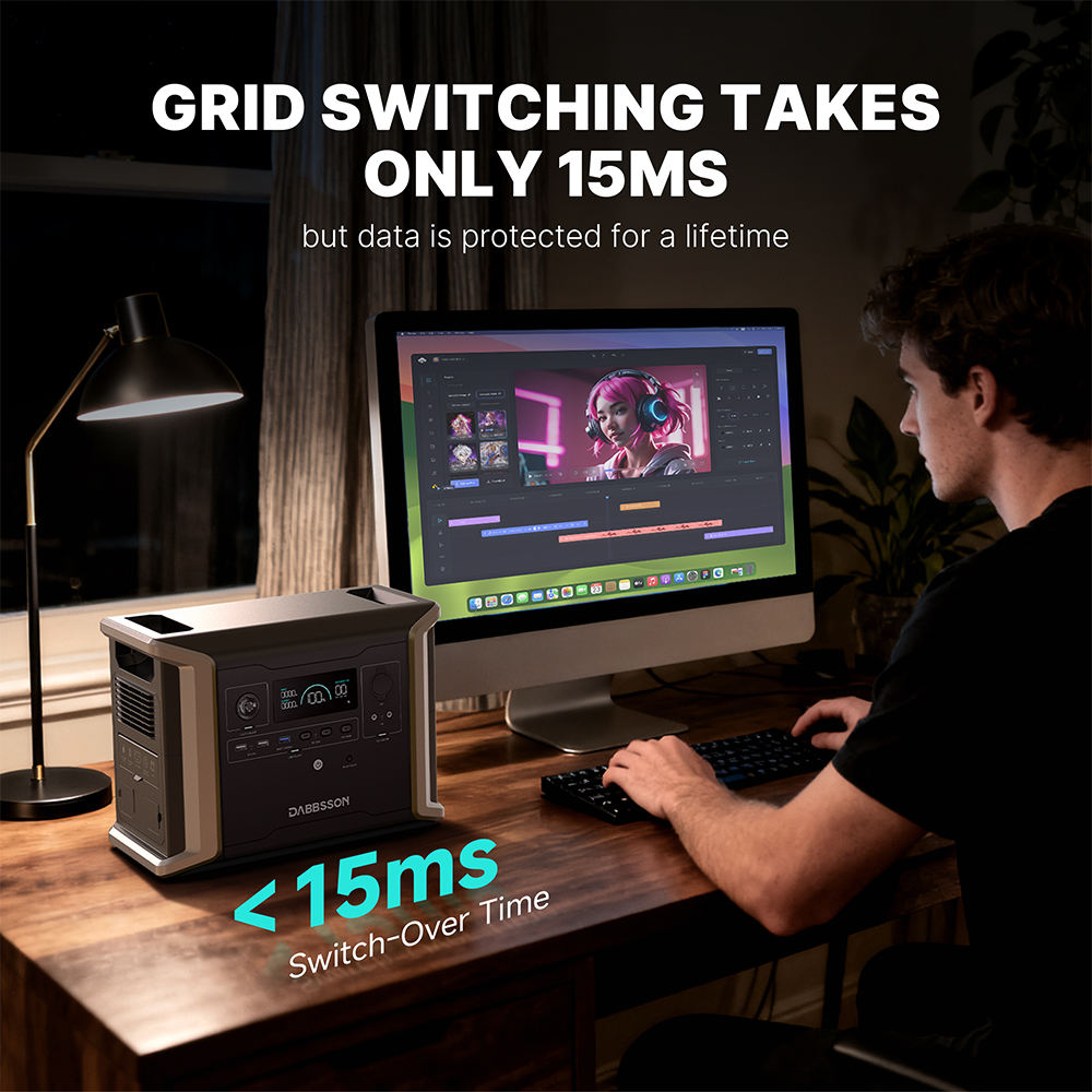 Dabbsson DBS1300 Portable Power Station 1330wh Solar Generator Lifepo4 Battery Home Energy Storage System for Emergency RV