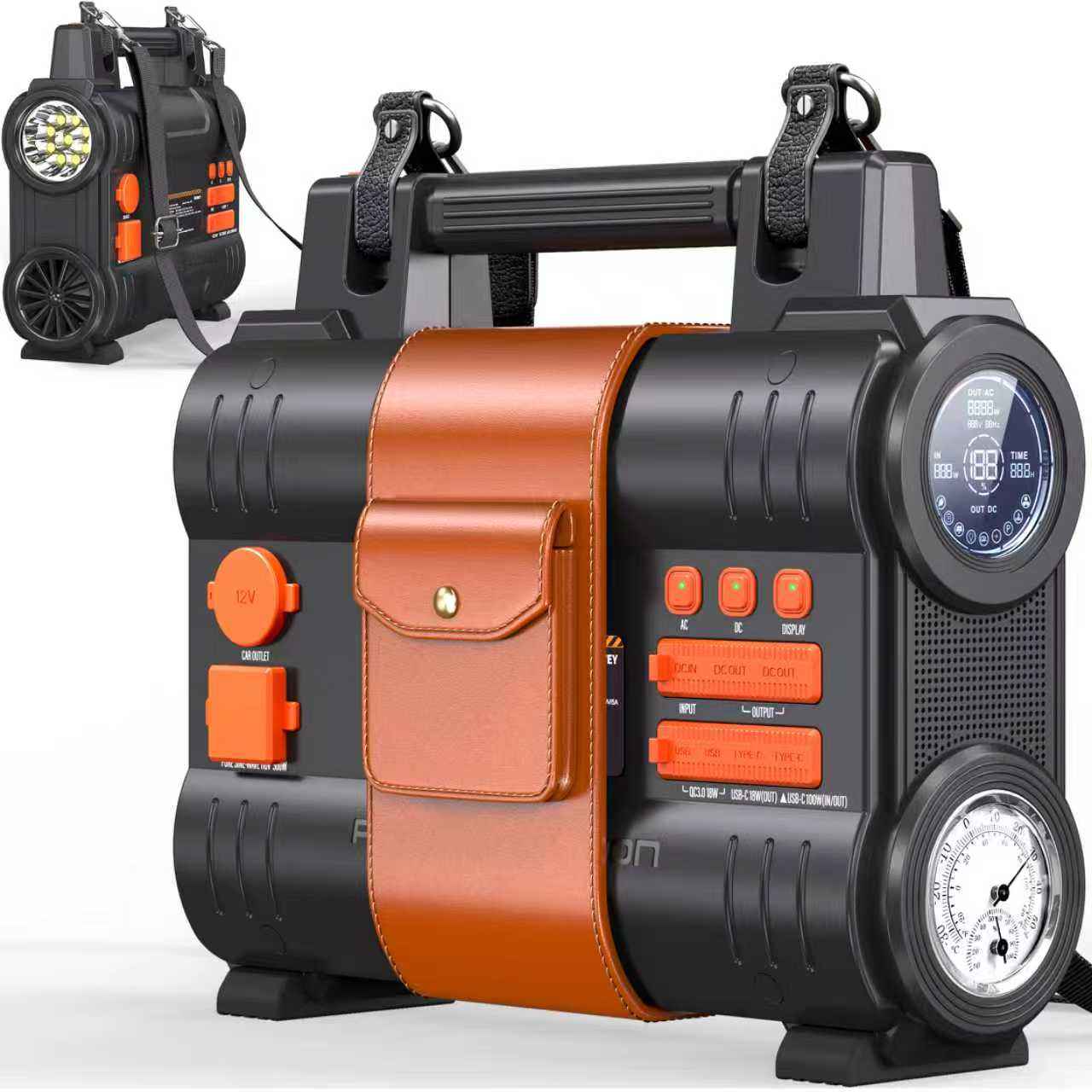 300W Portable Power Station LiFePO4 Battery Backup PWM Controller Pure Sine Wave AC for Car and Outdoor Camping_Home_Indoor Use