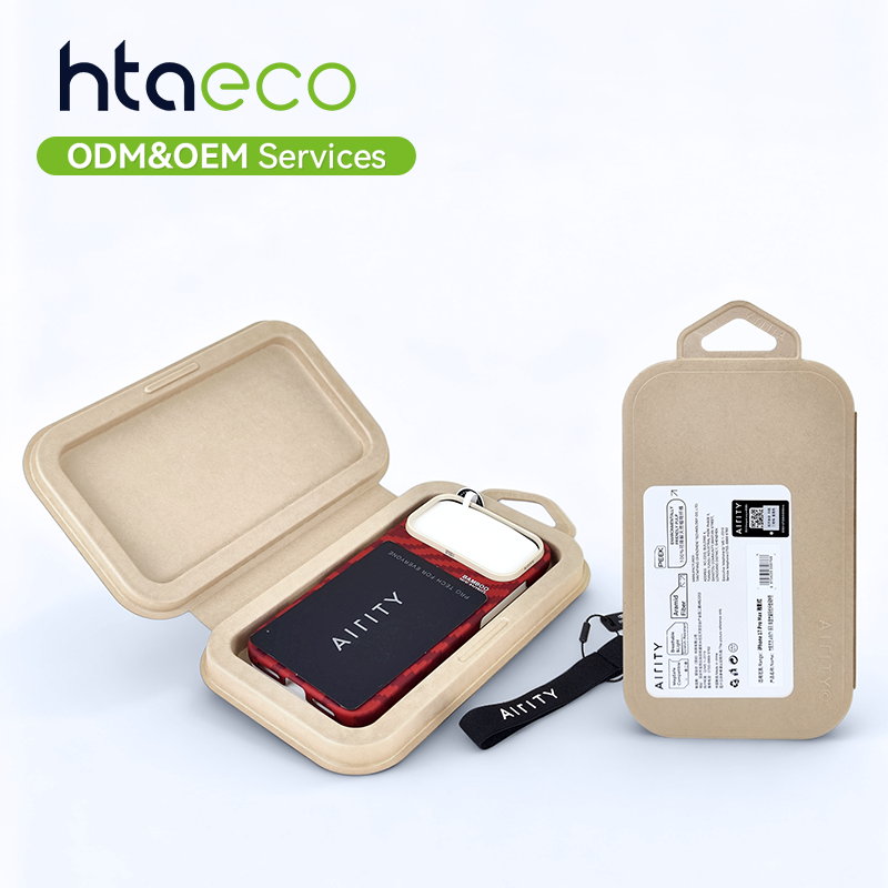 Hta 004 High End Electronics Packing Molded Pulp Paper Biodegradable Molded Pulp Gift Box for Mobile Phone Cases Customizable P