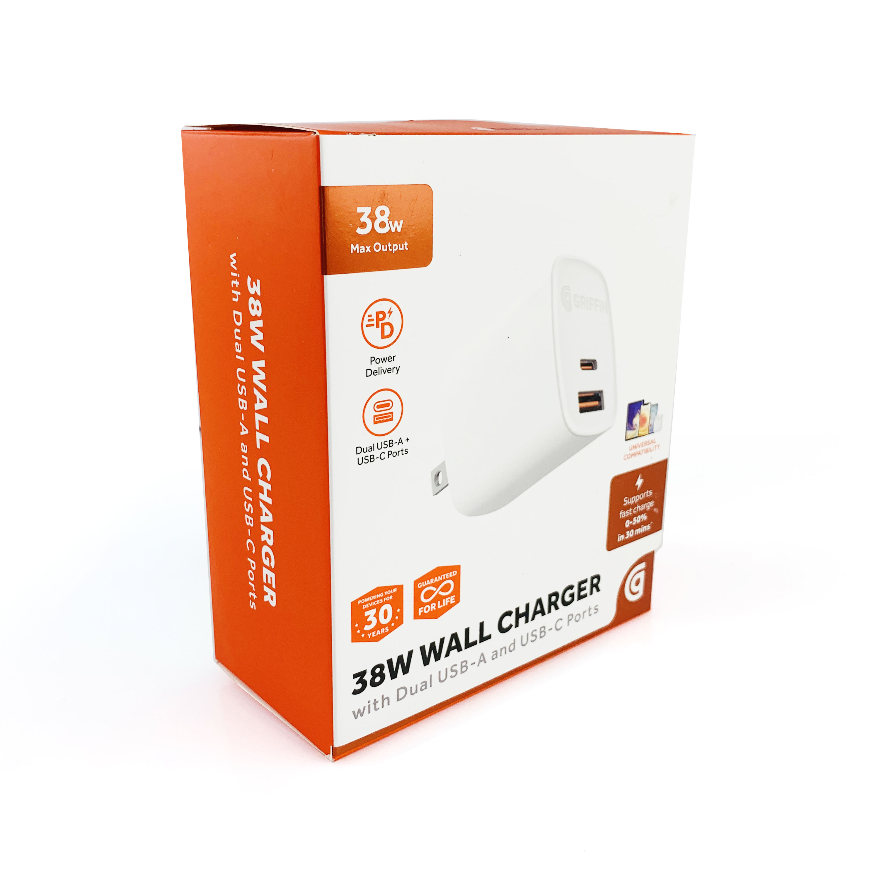 Gathe 003 Custom Design Folding Wall Charger Packaging Box USB C Power Delivery Charger Retail Box With Hook Display Window