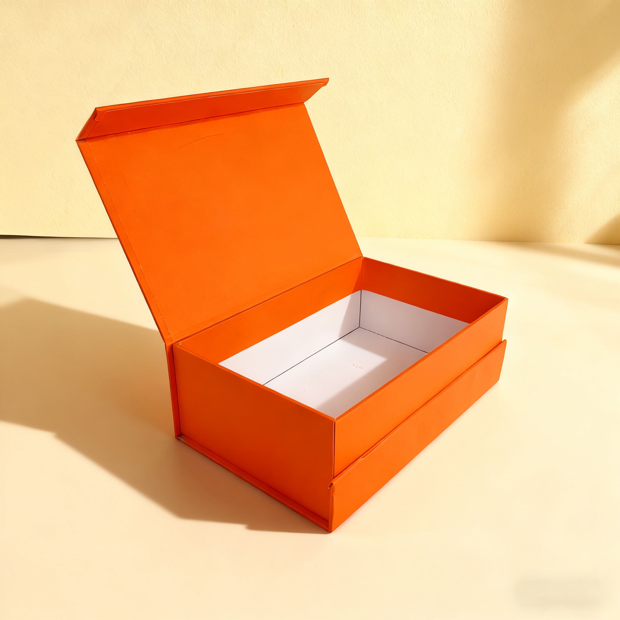 Gathe 008 Customizable Logo Magnetic Gift Flip Top Box with Tray Orange Art Paperboard Gift Box for Jewelry Cosmetics Retail Gif